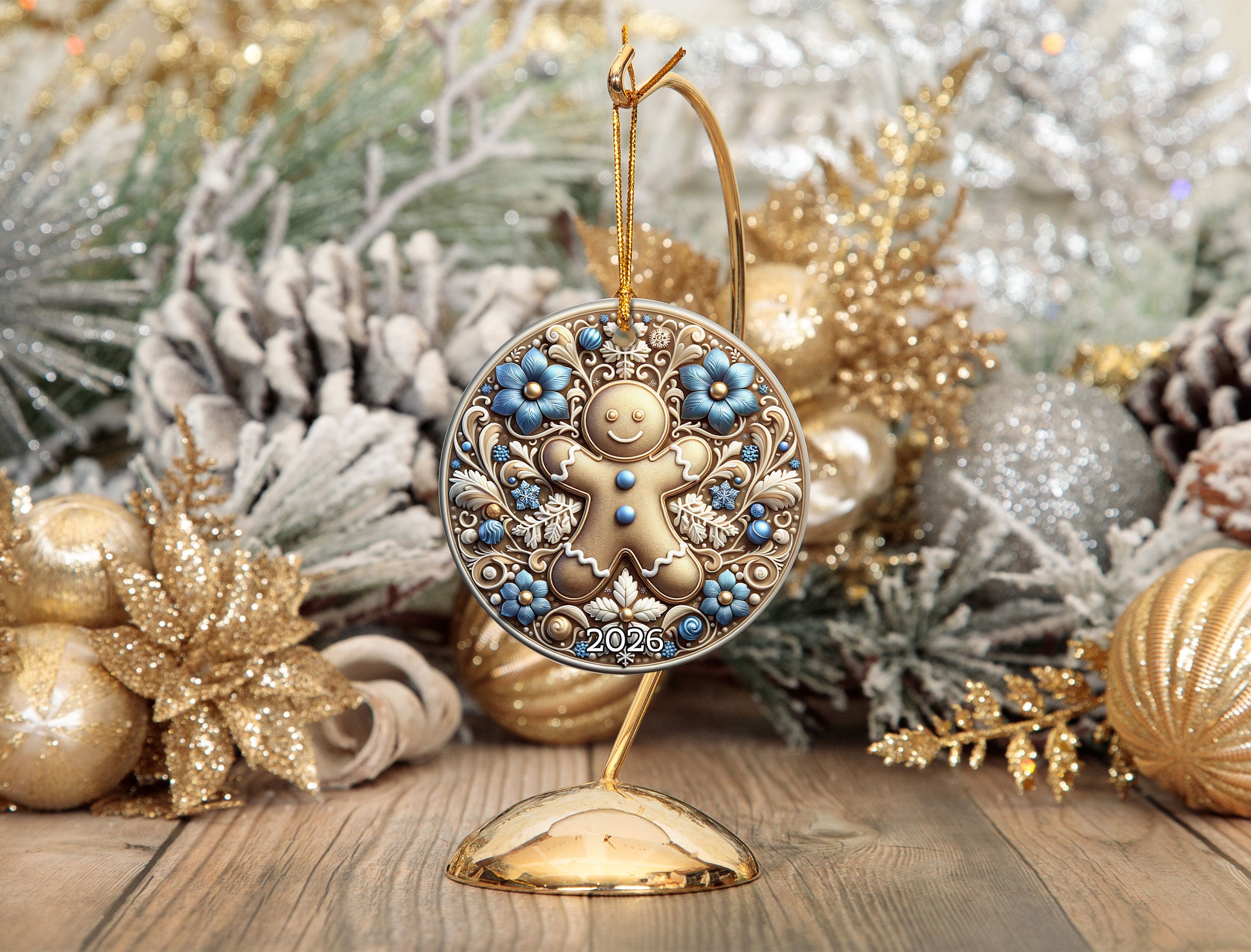 Gingerbread Cookie Ornament, Christmas Cookie Ornament, Gingerbread Man Decor, Holiday Tree Ornament