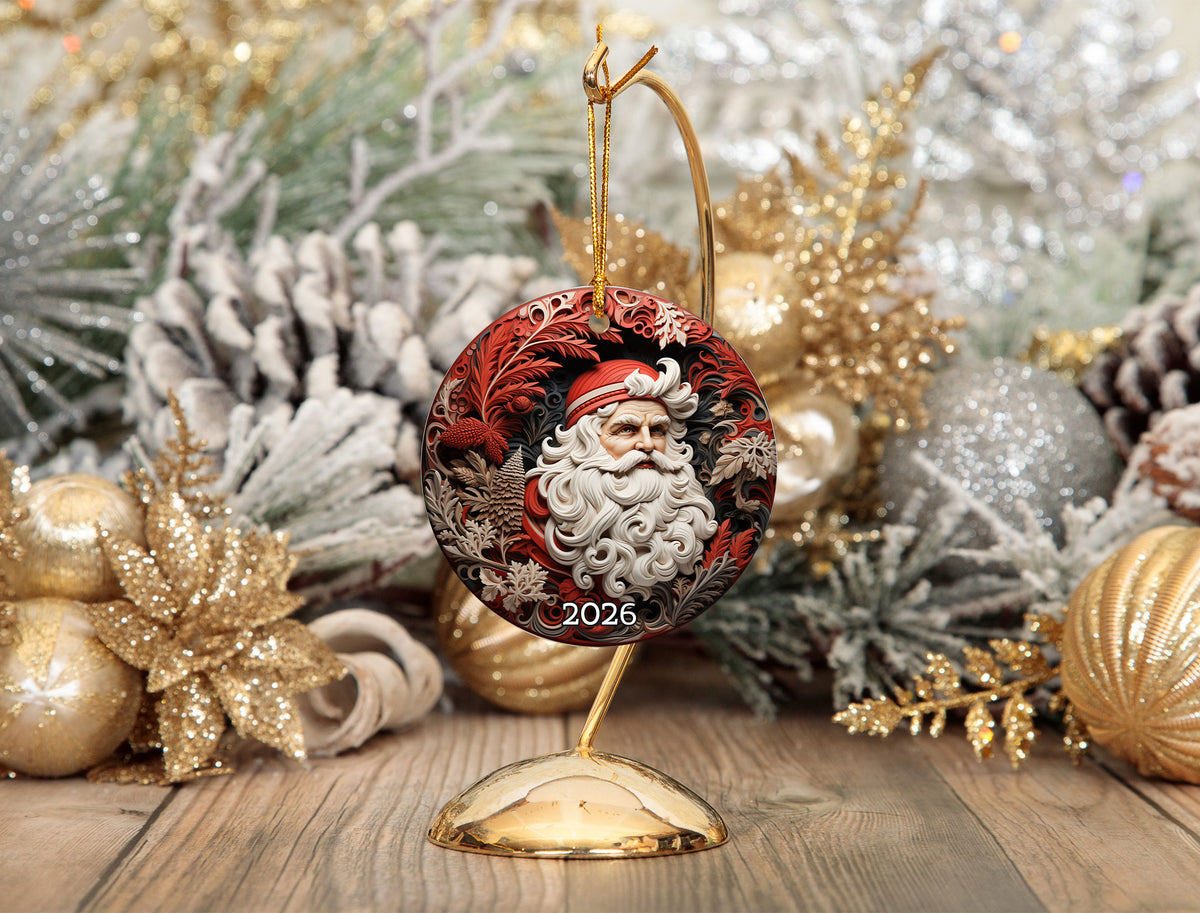 Christmas Ornament 2026, Santa Claus Ornament, Holiday Keepsake Gift, Xmas Tree Decoration, Christmas Decor, Winter Decor