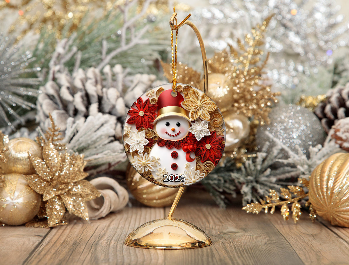 Christmas Ornament 2026, Festive Snowman Ornament, Christmas Decor, Holiday Keepsake, Xmas Gift, Tree Decoration