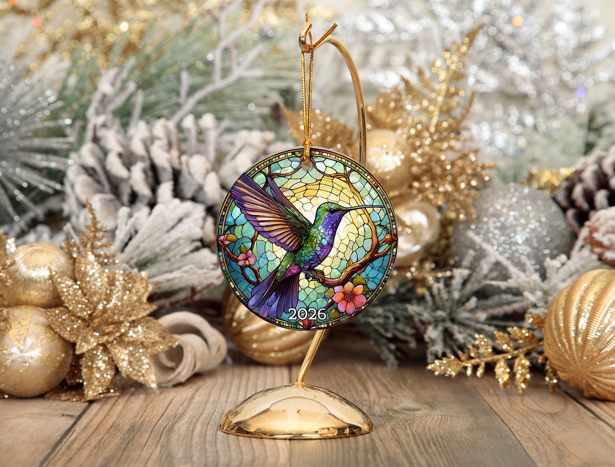 Christmas Ornament 2026, Hummingbird Ornament, Colorful Bird Keepsake Gift, Holiday Decor, Xmas Tree Decoration, Nature Lover Gift