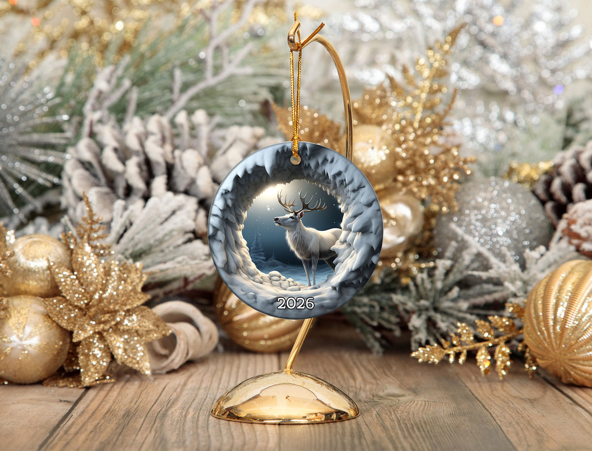 Nature Inspired Christmas Ornament 2026, Layered Deer Forest Ornament, Winter Woodland Keepsake, Holiday Keepsake Ornament
