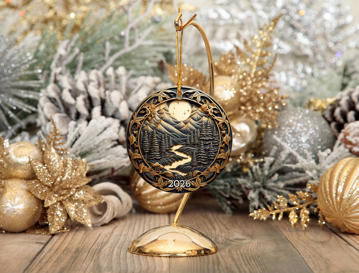 Mountain Forest Ornament, Christmas Tree Ornament 2026, Christmas Ornament, Holiday Deco