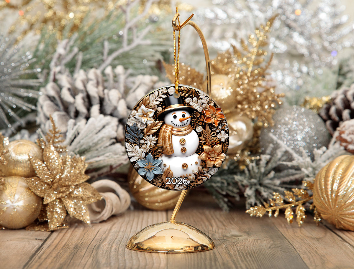 Winter Wonderland Snowman Ornament, Christmas Tree Keepsake, Holiday Decoration