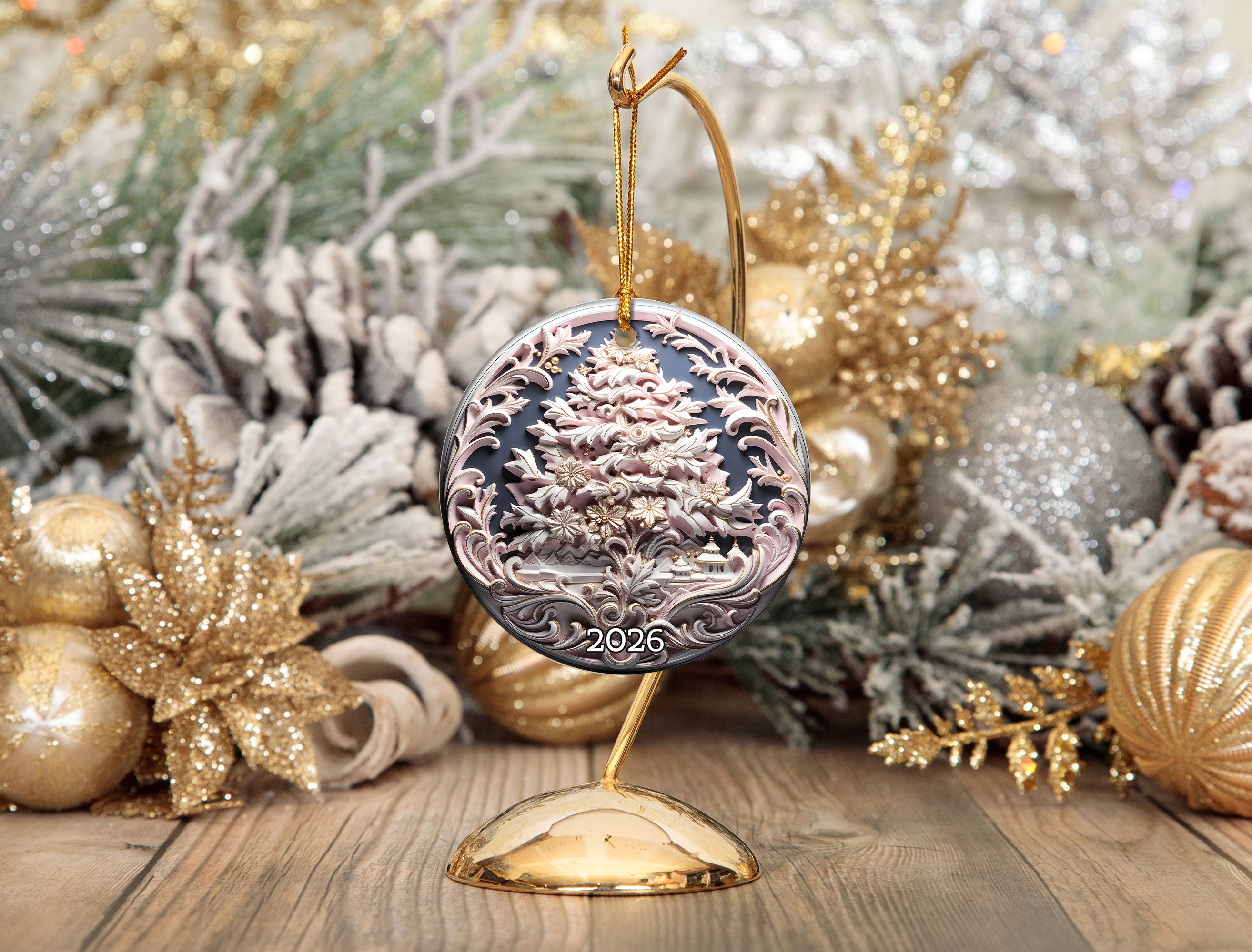 Christmas Tree Ornament 2026, Elegant Christmas Tree Ceramic Ornament, Holiday Tree Decoration