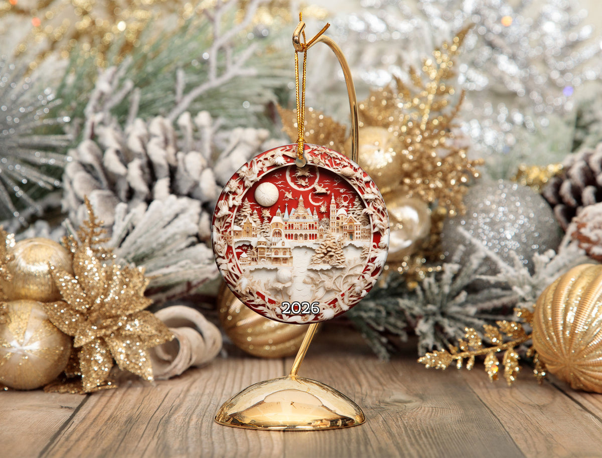 Elegant Christmas Tree Ornament 2026, Ceramic Holiday Ornament, Festive Christmas Decoration, Tree Keepsake Gift for Christmas Lovers