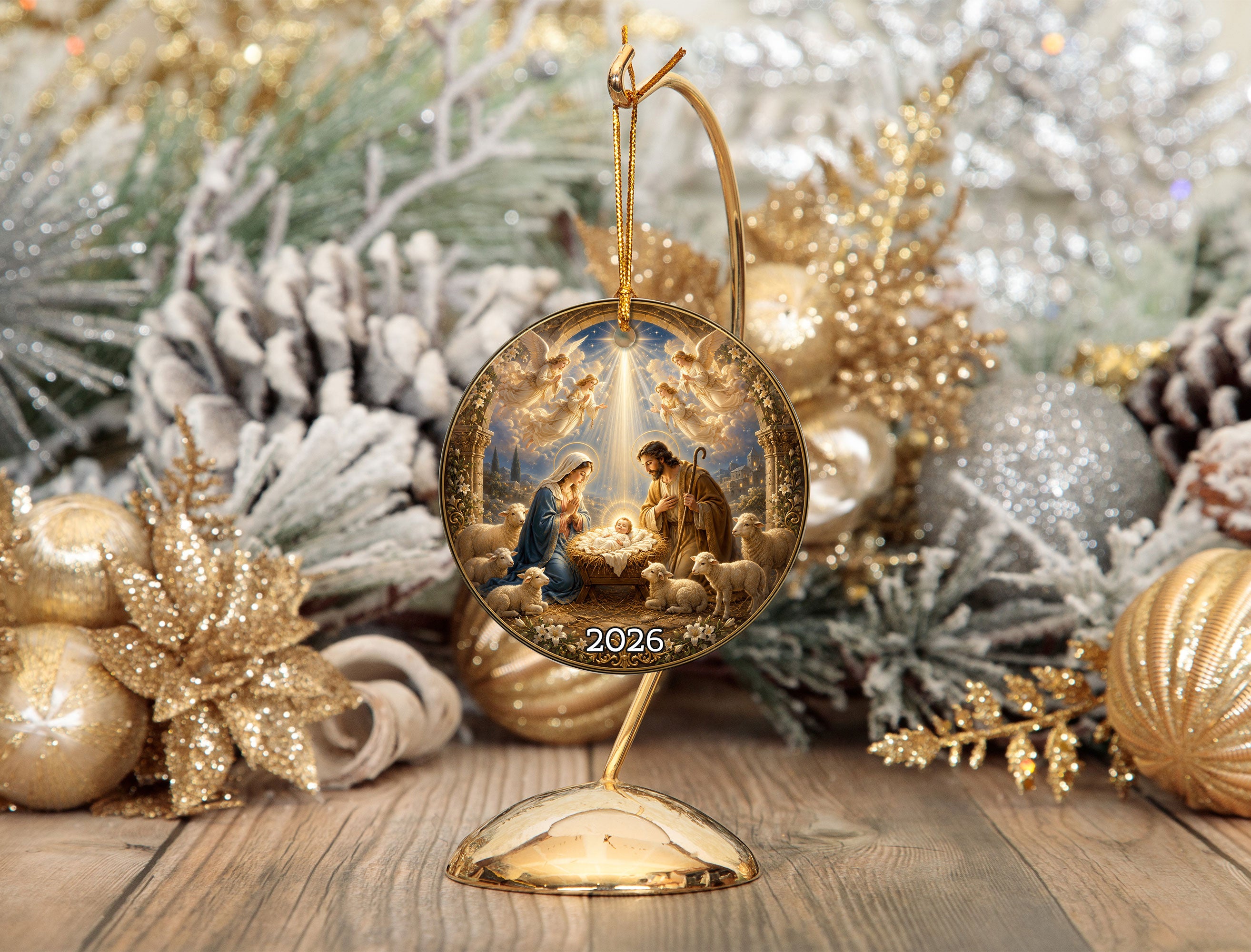 2026 Nativity Scene Christmas Ornament, Christian Christmas Decor, Holy Family Keepsake, Religious Tree Ornament Gift