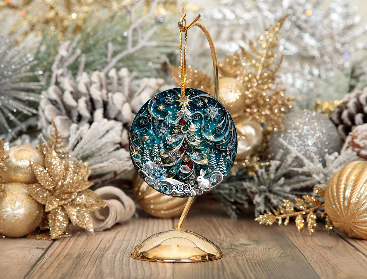 Christmas Tree Ornament 2026, Blue Winter Ornament, Holiday Christmas Decor, Xmas Tree Decoration