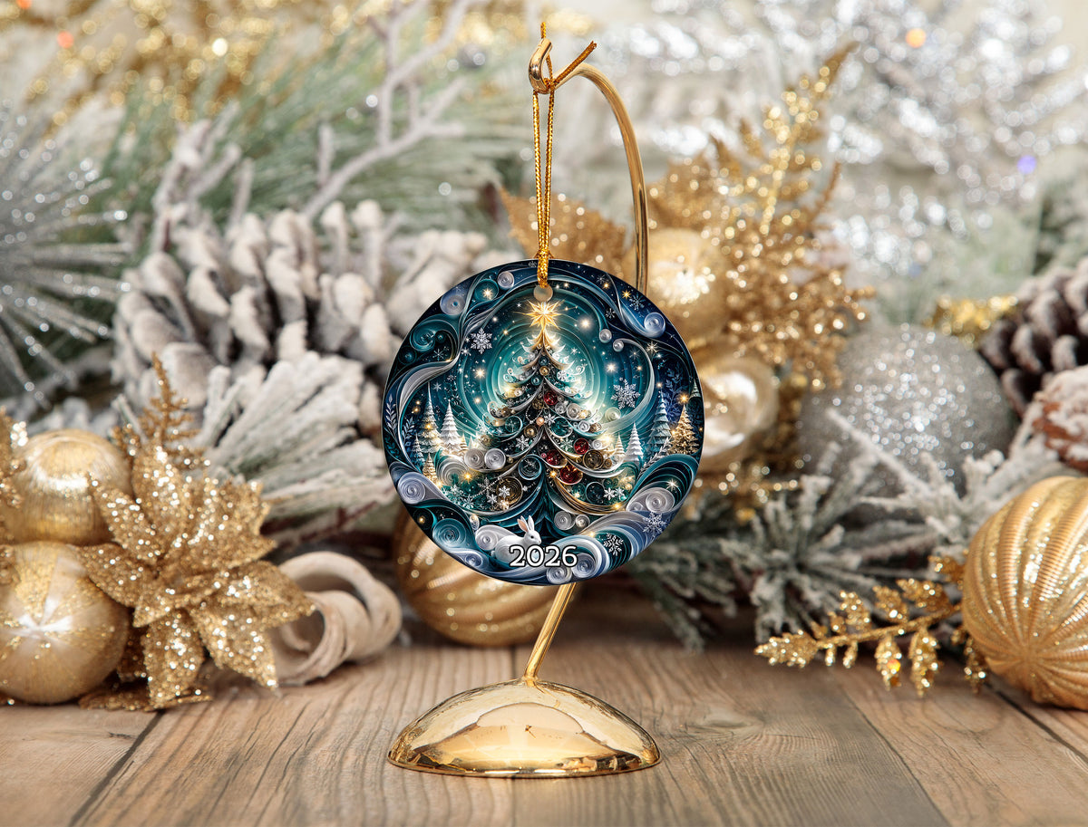 Blue Christmas Ornament 2026, Christmas Tree Decoration, Winter Holiday Decor, Xmas Keepsake Ornament