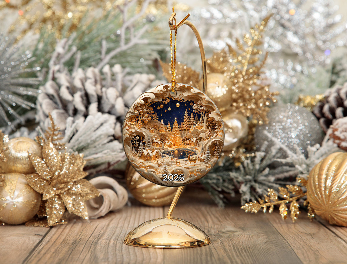 Christmas Ornament 2026, Snowy Village Scene, Winter Christmas Village Decor, Holiday Tree Ornament, Christmas Keepsake Gift