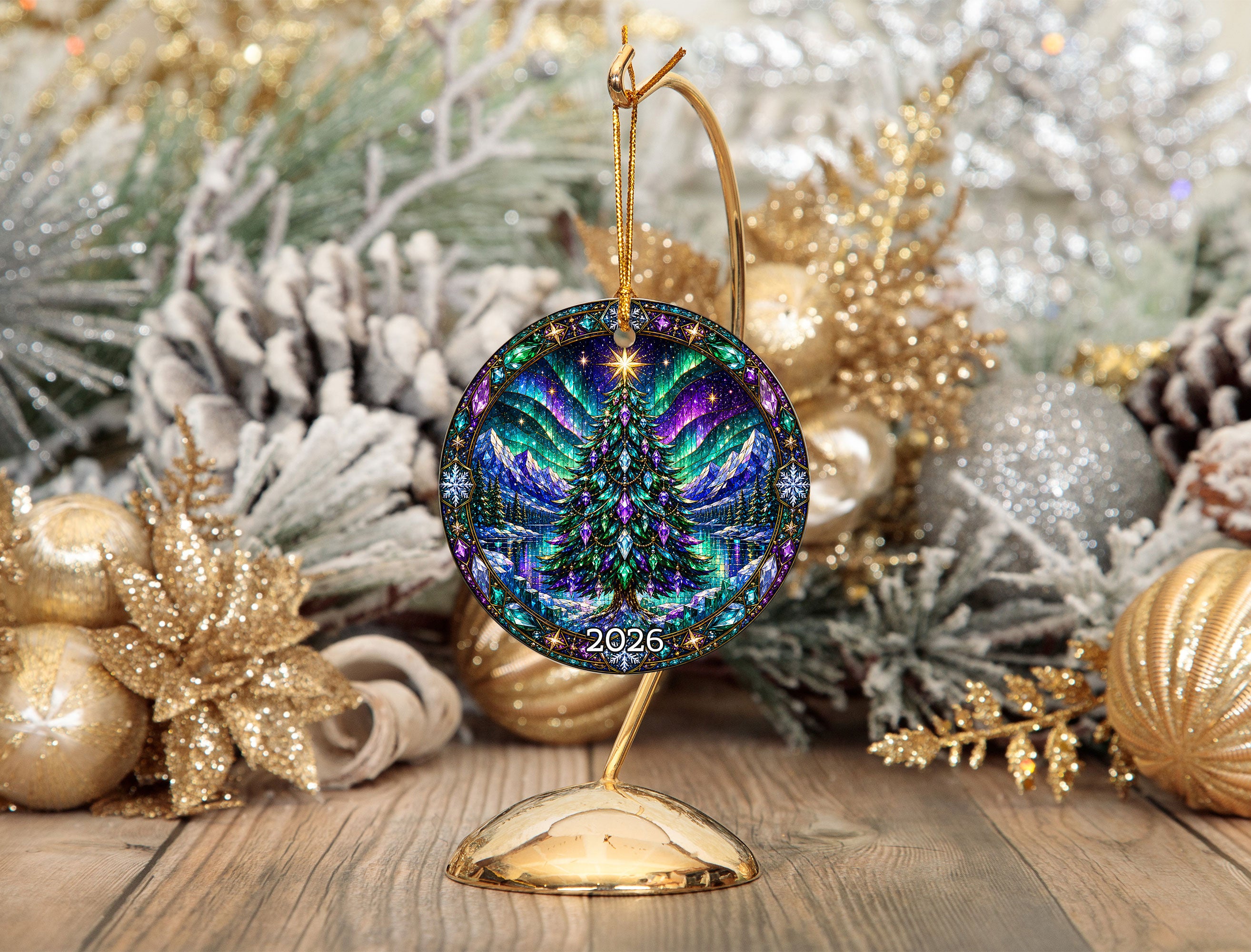 Christmas Tree Ornament 2026, Aurora Christmas Ornament, Winter Tree Decoration, Northern Lights Holiday Decor