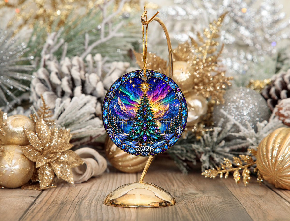 Christmas Tree Ornament 2026, Aurora Christmas Ornament, Winter Tree Decoration, Northern Lights Holiday Decor