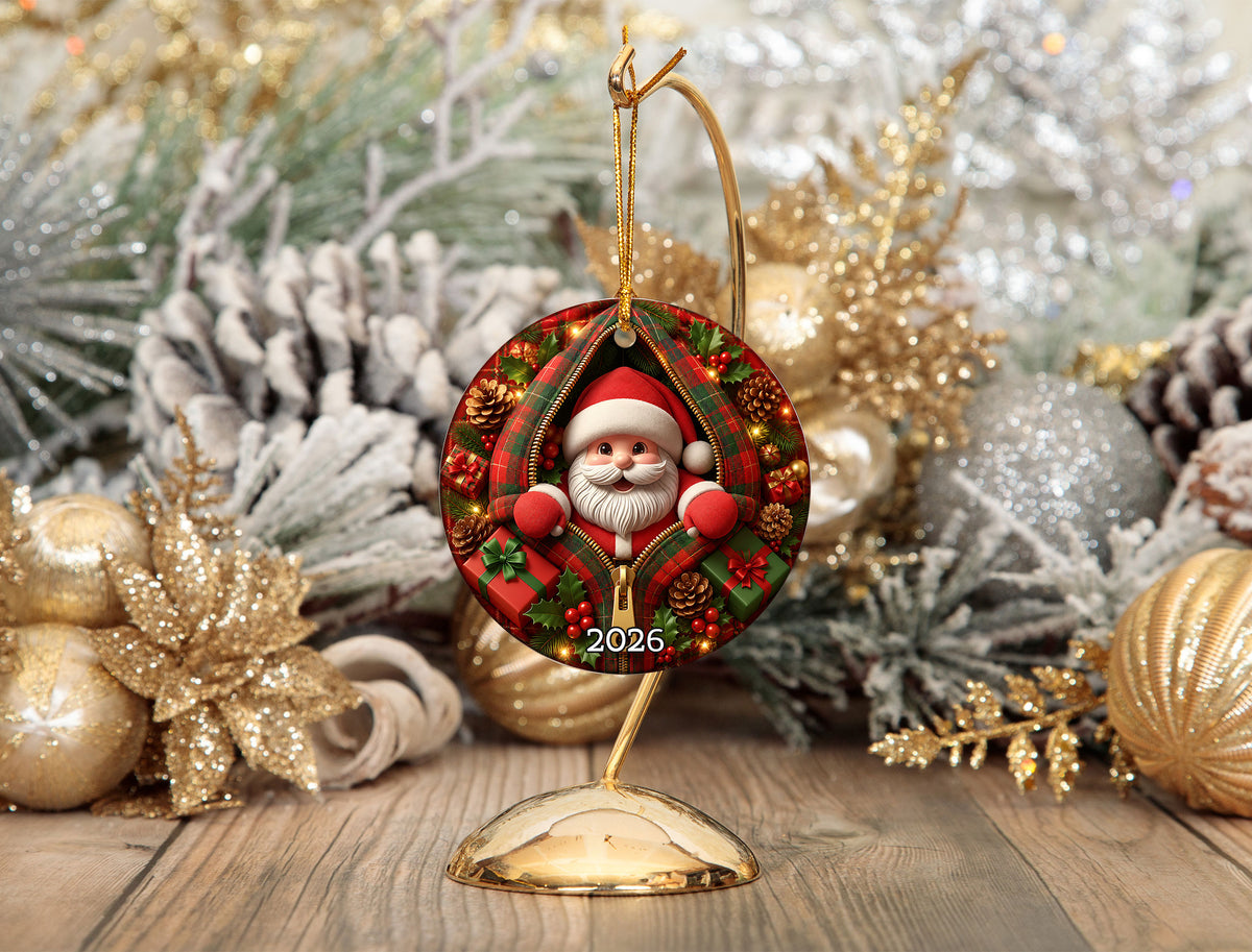 Cute Santa Ornament 2026, Christmas Santa Claus Ornament, Funny Santa Decor, Christmas Tree Ornament