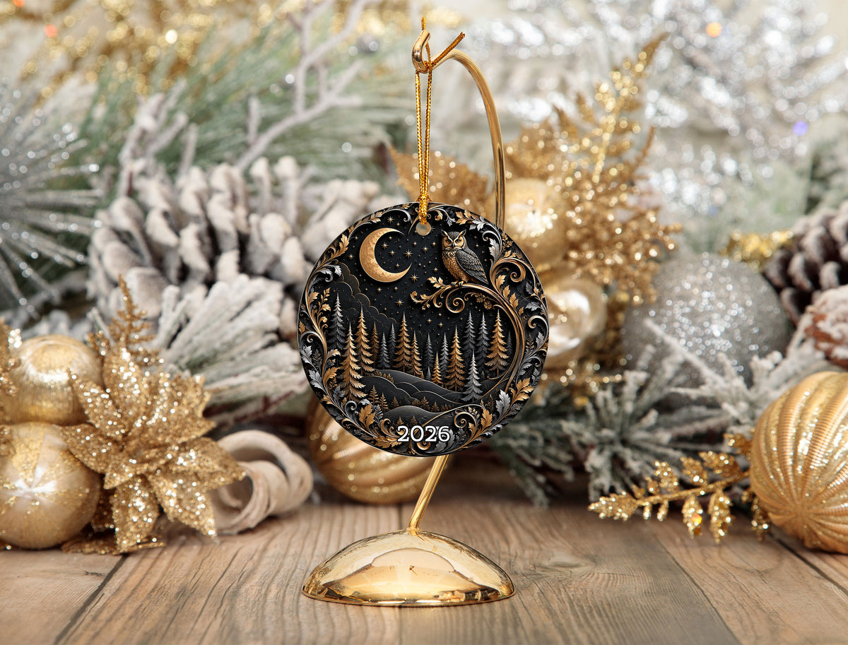 Christmas Ornament 2026, Owl Moon Ornament, Winter Christmas Tree Decoration, Holiday Keepsake, Christian Christmas Gift Idea