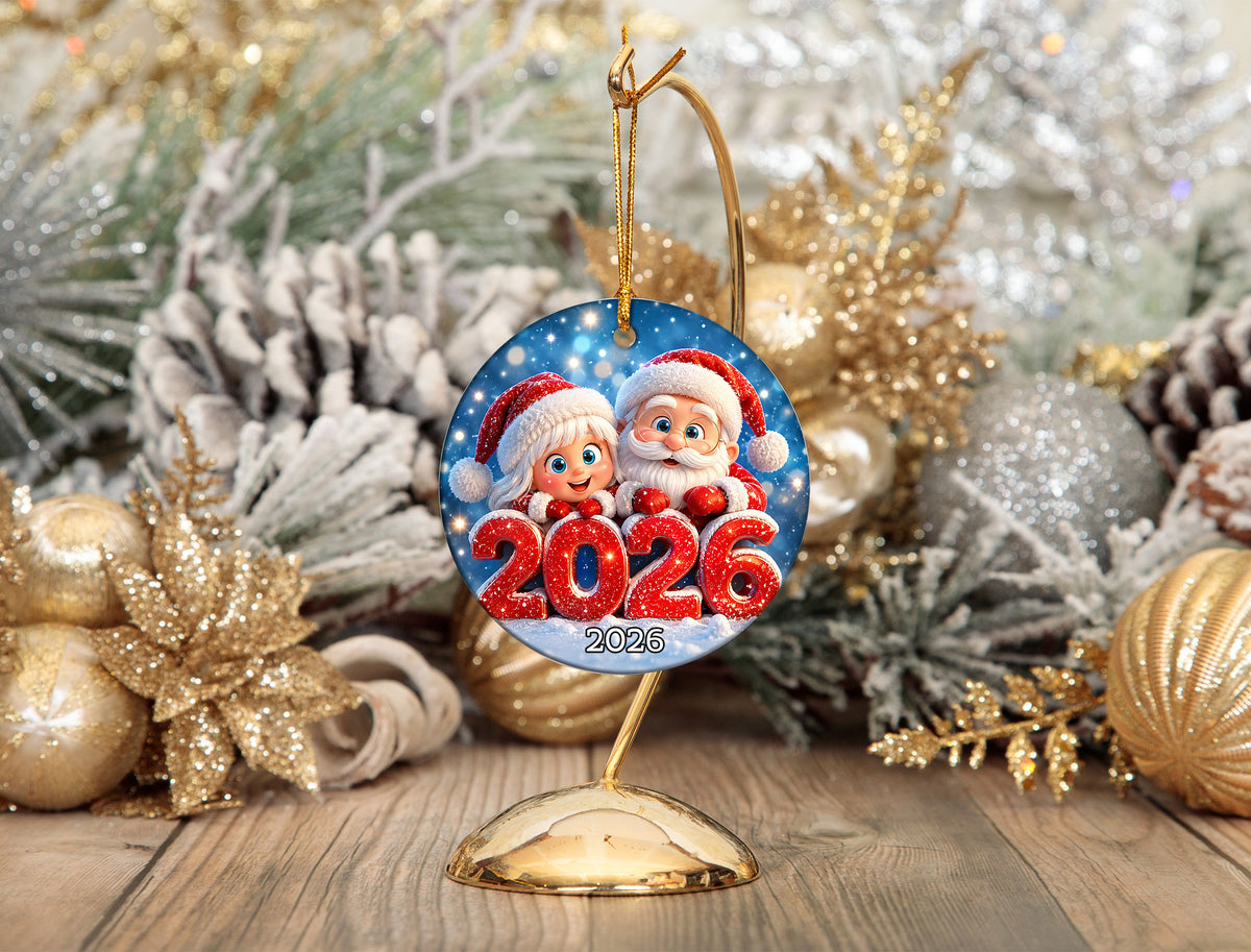 Santa and Girl Christmas Ornament 2026, Cute Santa Ornament, Christmas Tree Decoration, Holiday Keepsake Gift