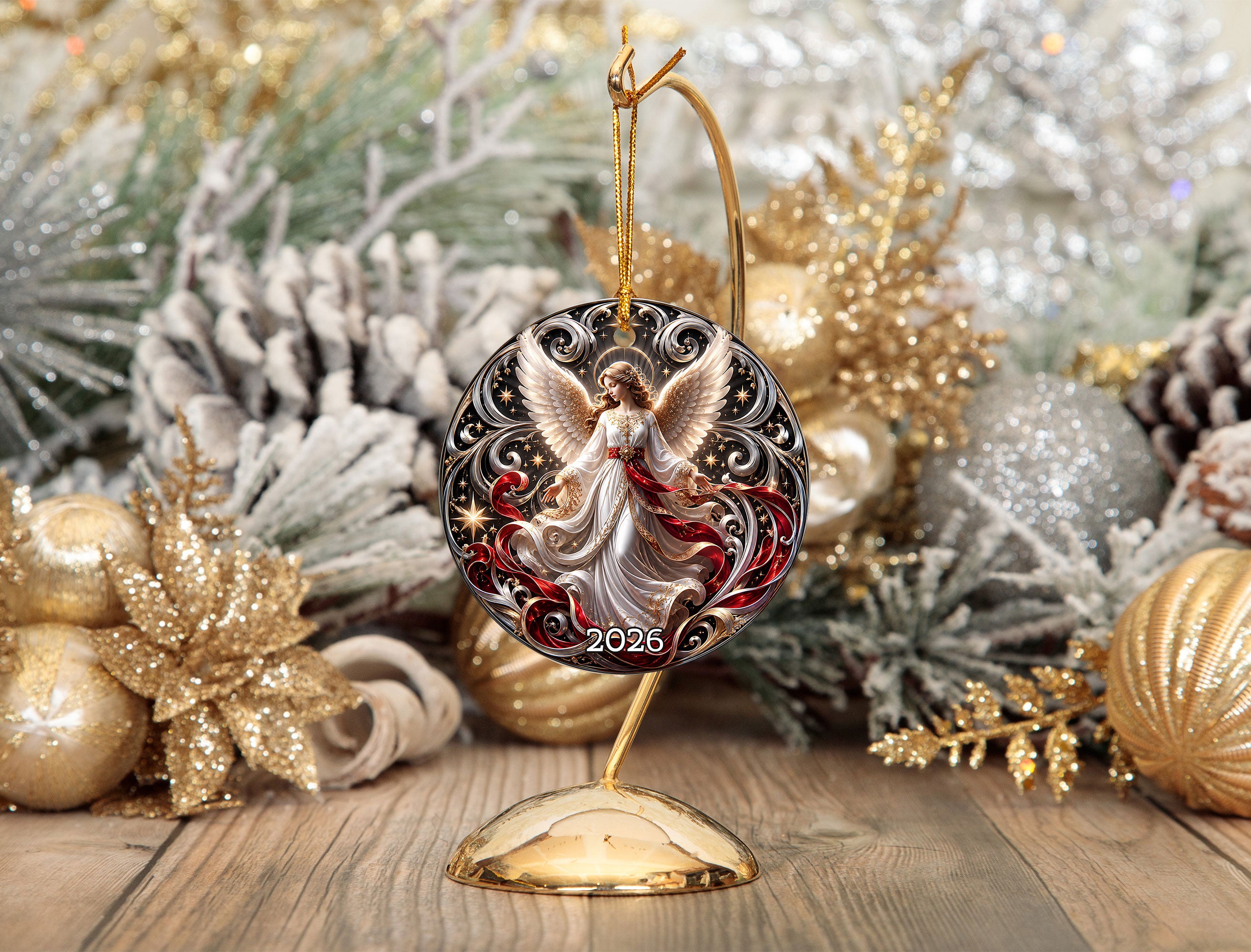 Winter Angel Christmas Ornament 2026, Moonlit Christmas Tree Decoration, Celestial Holiday Ornament