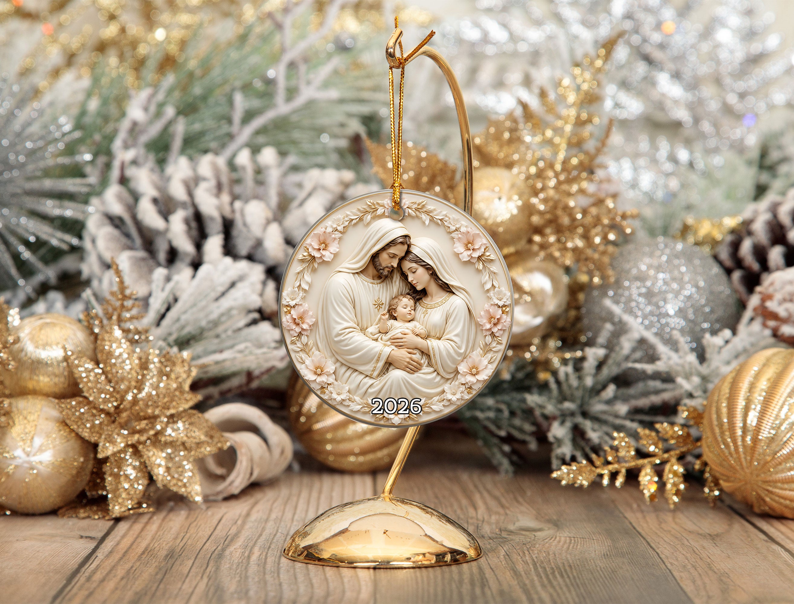 Baby Jesus Christmas Ornament 2026, Holy Family Nativity Scene Ornament, Religious Christmas Tree Decoration
