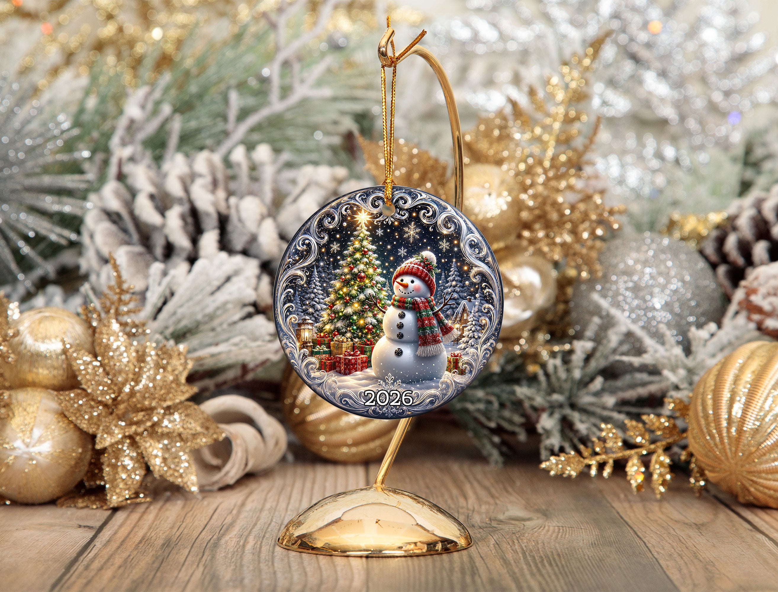 Blue Winter Christmas Ornament 2026, Snowman Tree Ornament, Holiday Keepsake Decoration, Christmas Gift