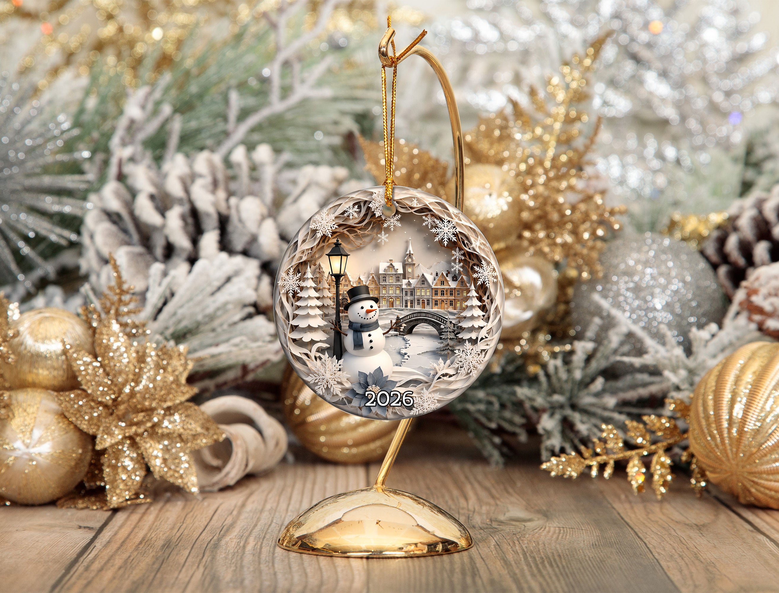 Snowman Christmas Ornament 2026, Winter Village Ornament, Christmas Tree Decoration