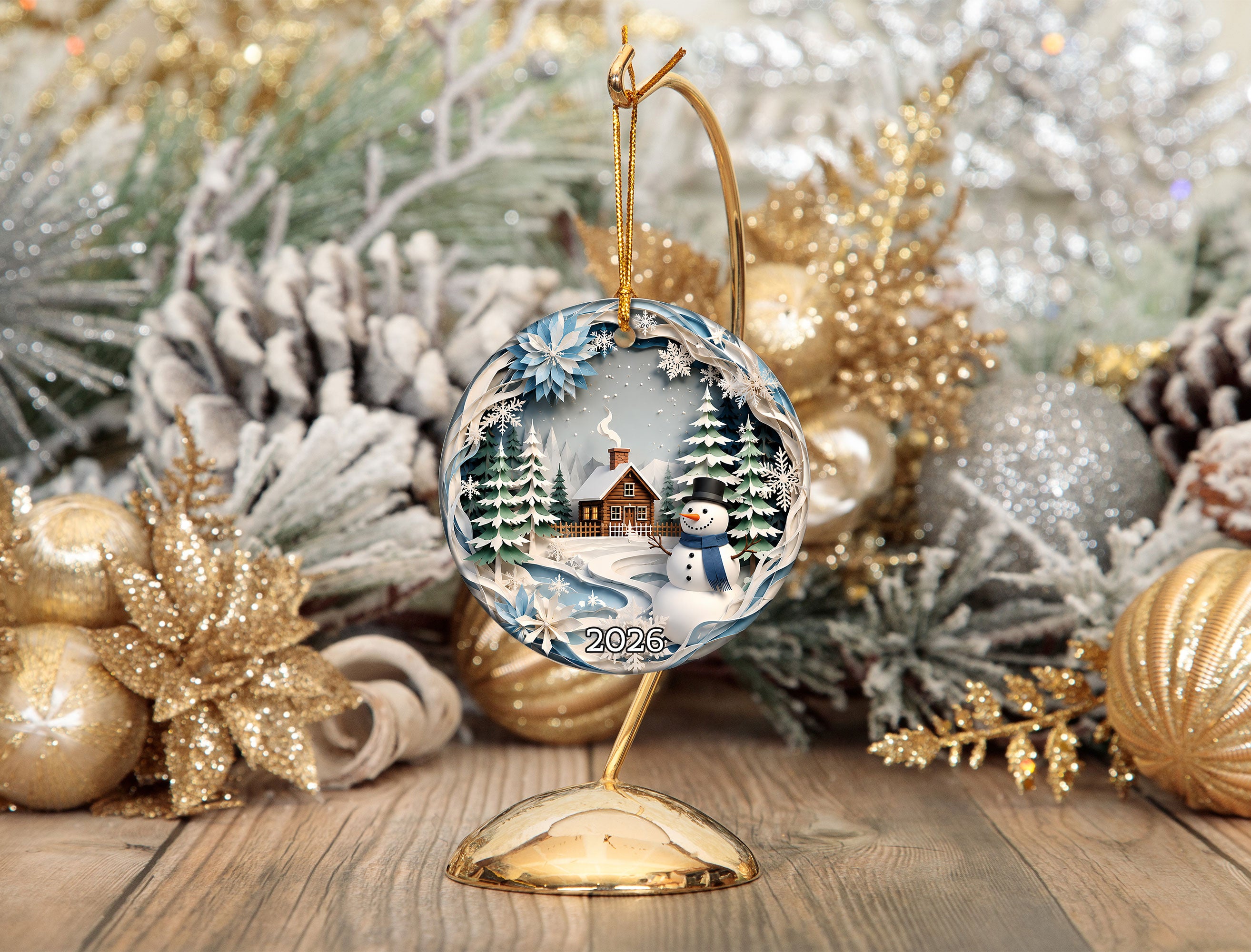 Snowman Christmas Tree Ornament 2026, Winter Village Holiday Ornament, Snowy Christmas Decoration