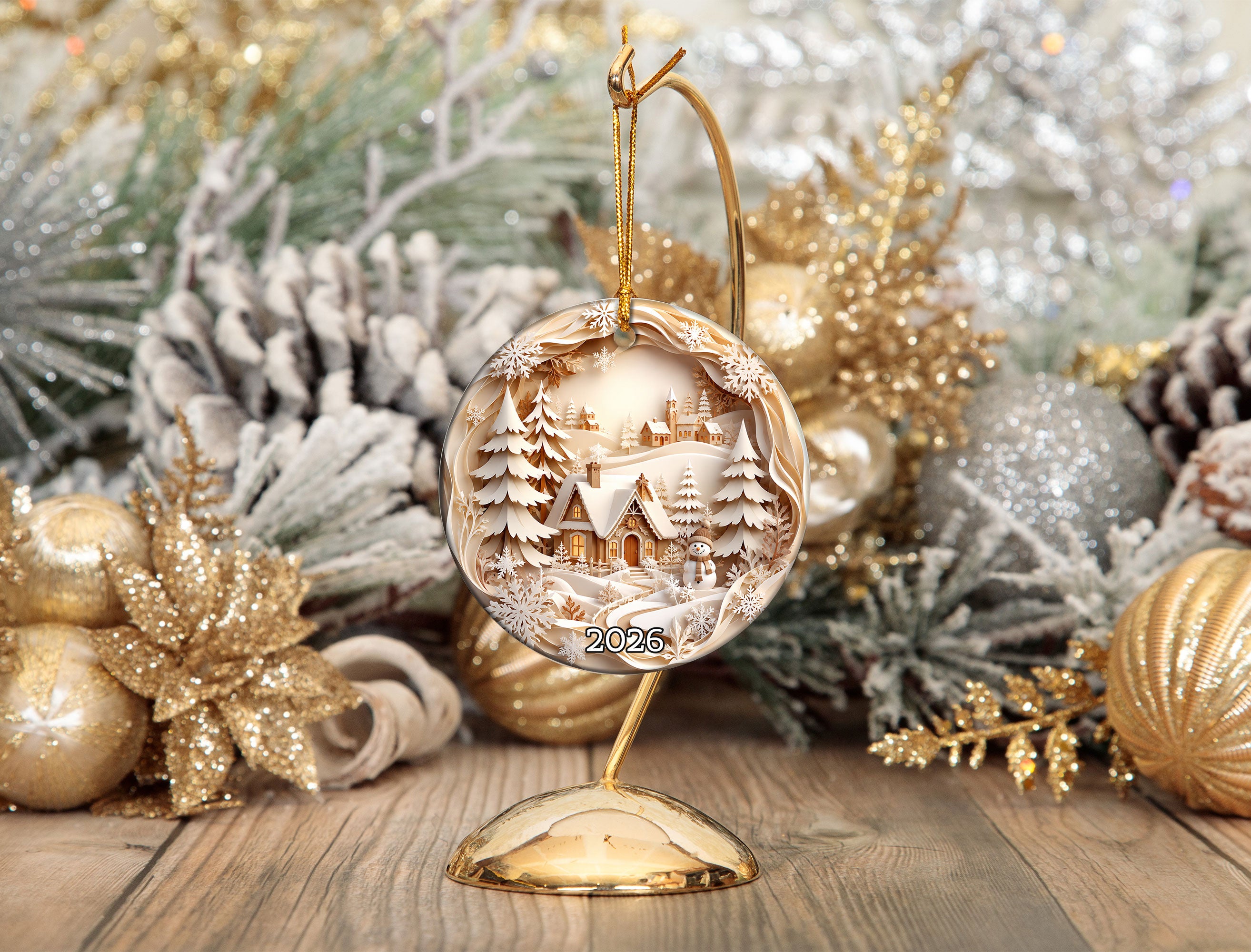Snowman Holiday Ornament 2026, Winter Village Christmas Tree Ornament, Christmas Decoration