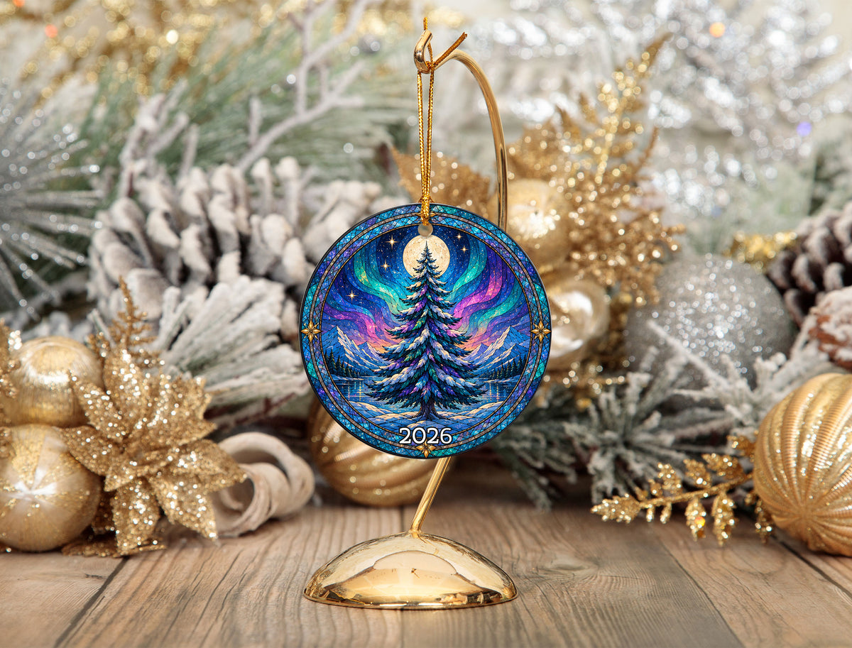 Christmas Tree Keepsake Ornament 2026, Northern Lights Holiday Ornament, Aurora Winter Decoration