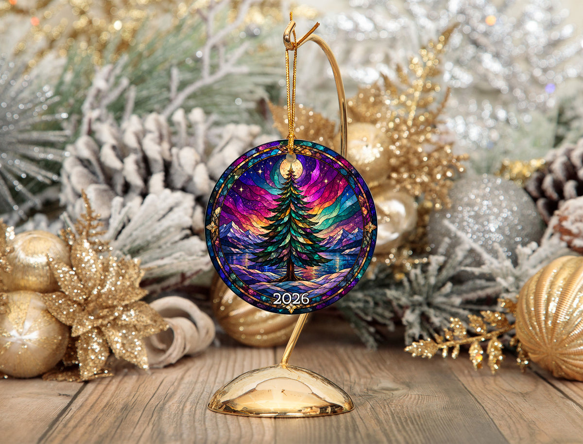 Northern Lights Christmas Tree Ornament 2026, Aurora Winter Landscape Ornament, Holiday Decoration