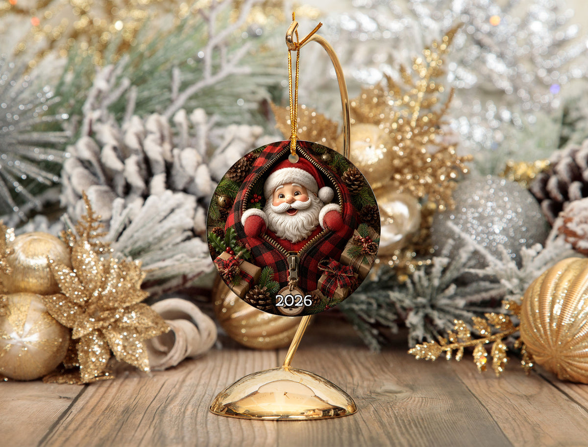 Christmas Ornament 2026 Santa Claus Design, Cute Holiday Tree Decoration, Xmas Keepsake Ornament