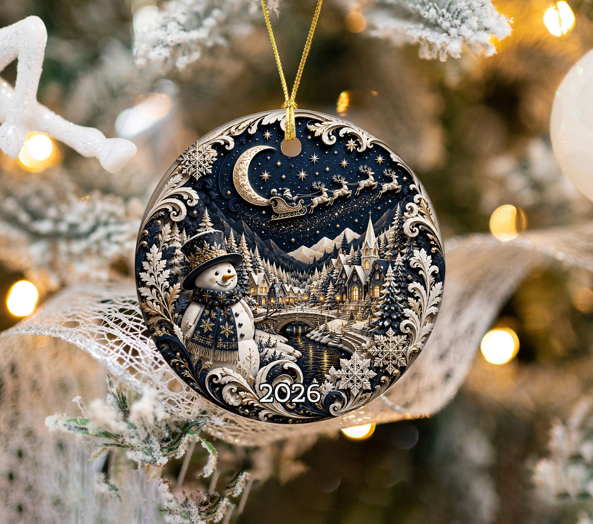 2026 Blue Christmas Ornament, Snowman Winter Ornament, Christmas Tree Decoration, Holiday Keepsake