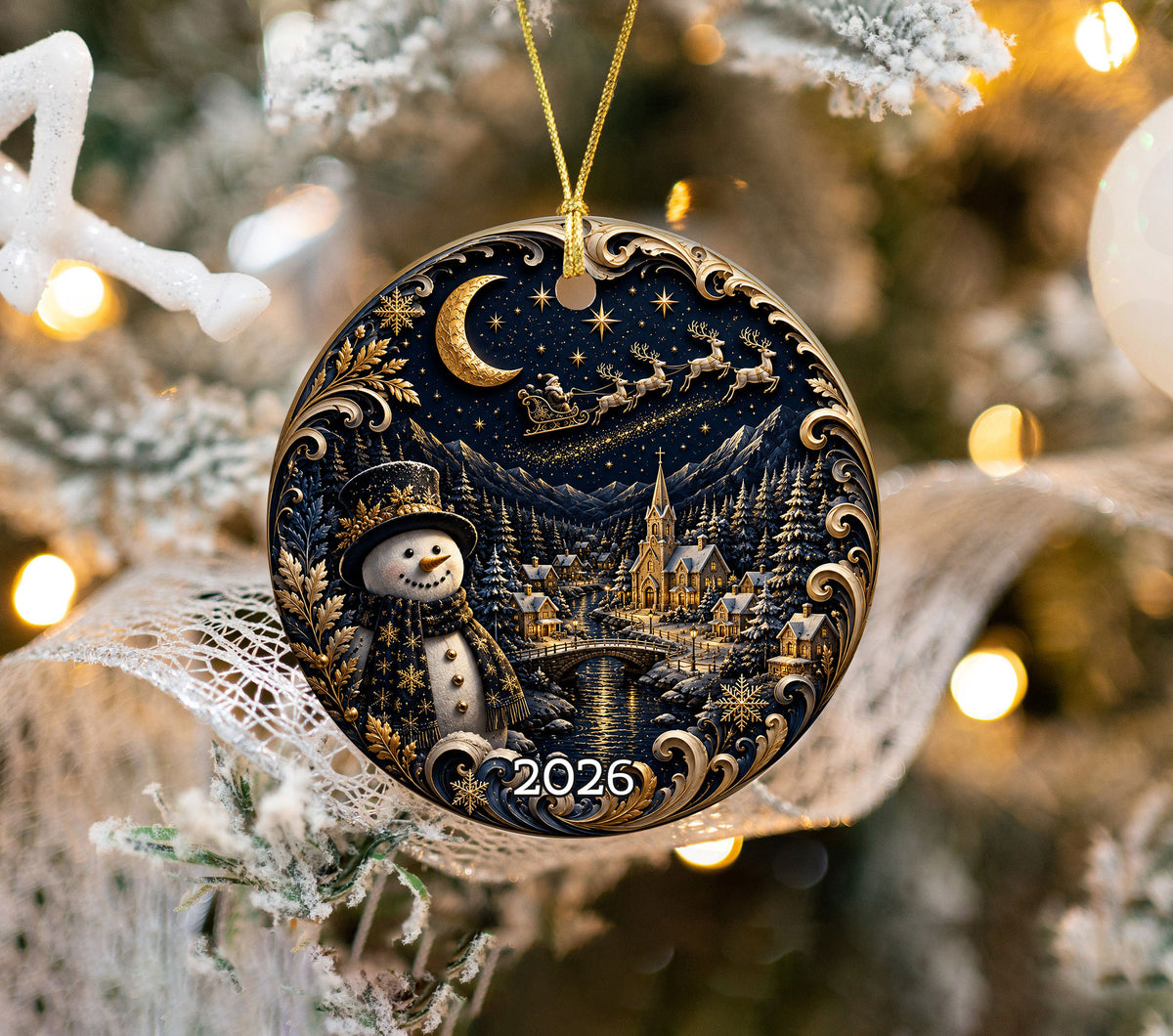 Snowman Christmas Ornament 2026, Cute Snowman Ceramic Ornament, Winter Holiday Tree Decoration
