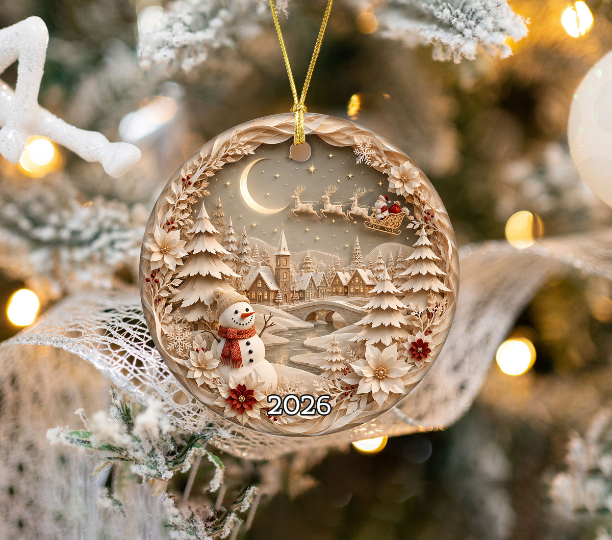 Snowman Holiday Ornament 2026, Christmas Tree Keepsake, Winter Christmas Decoration, Cute Seasonal Gift