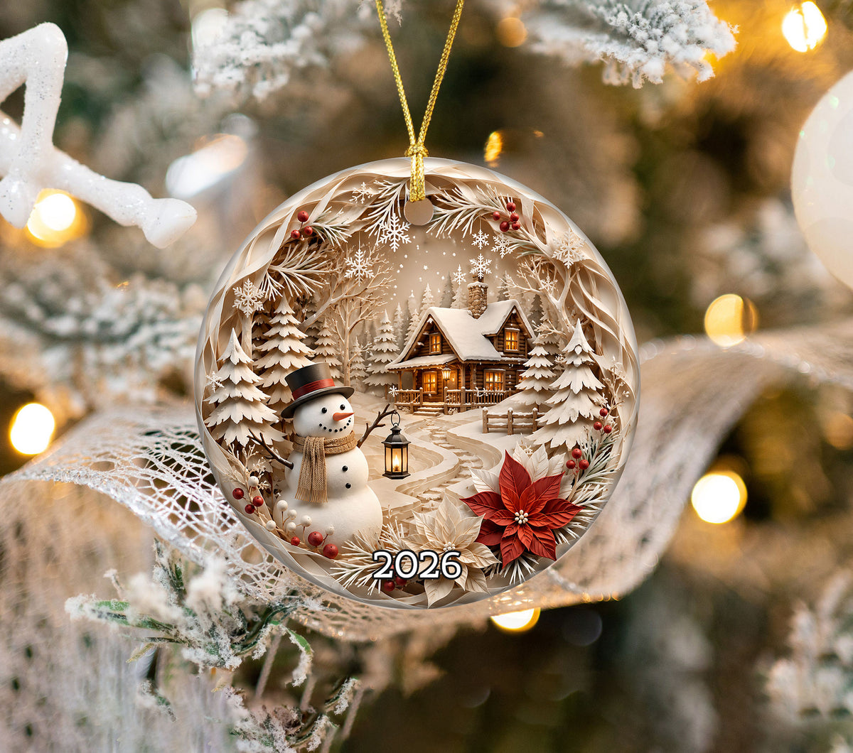 2026 Christmas Snowman Ornament, Festive Winter Tree Decoration, Holiday Keepsake Ornament, Cute Christmas Gift for Snowman Lovers