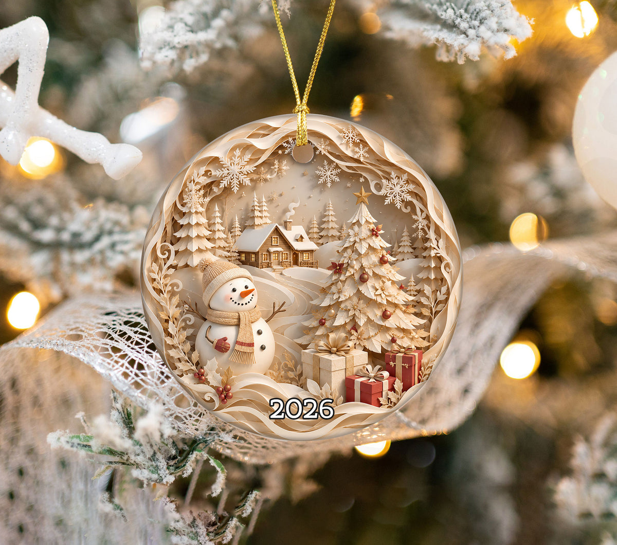 2026 Winter Wonderland Snowman Ornament, Christmas Tree Keepsake, Holiday Decoration, Festive Christmas Gift for Family and Friends