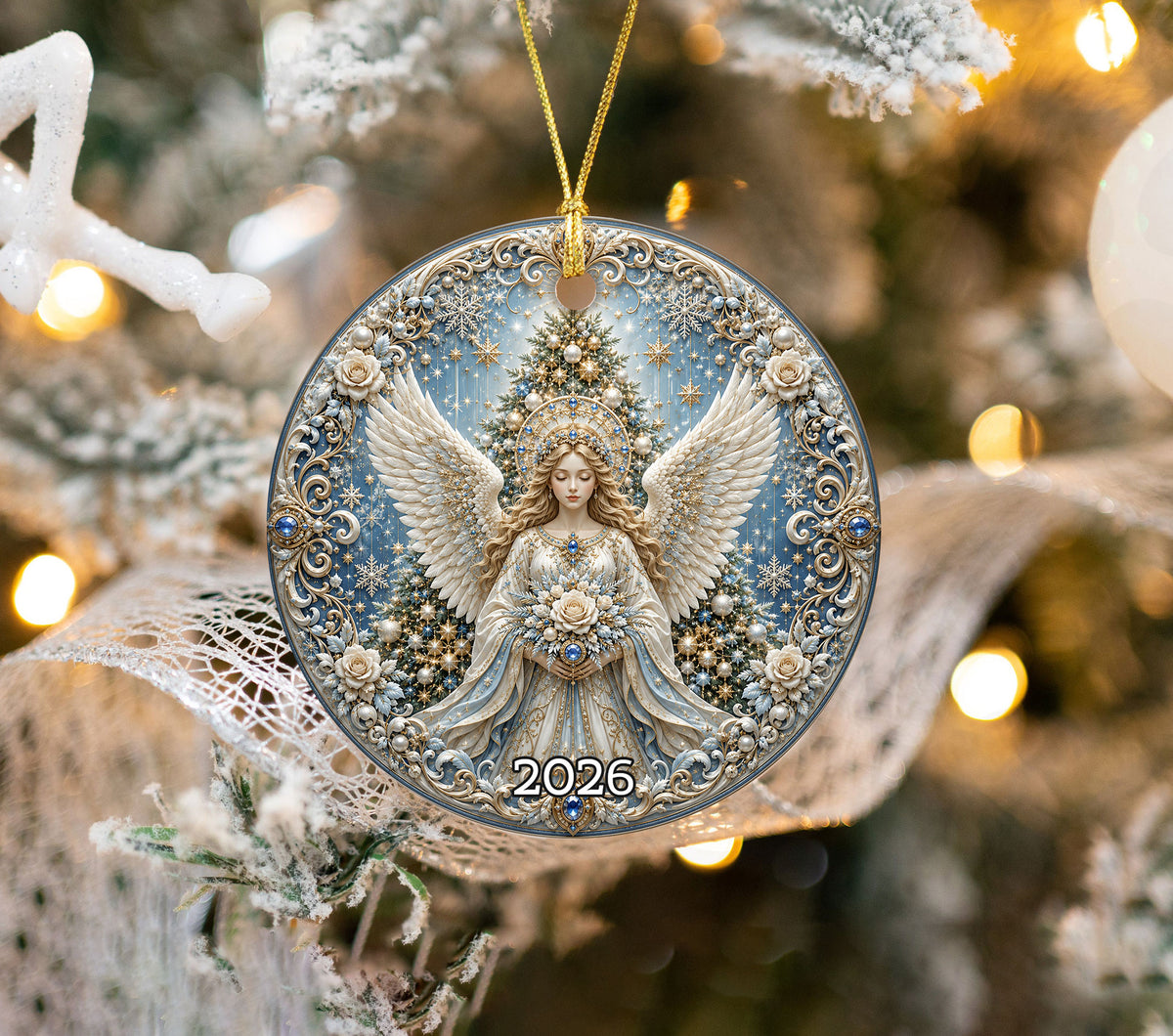Angel Christmas Tree Ornament 2026, Religious Holiday Ornament, Ceramic Christmas Decoration, Christian Home Decor