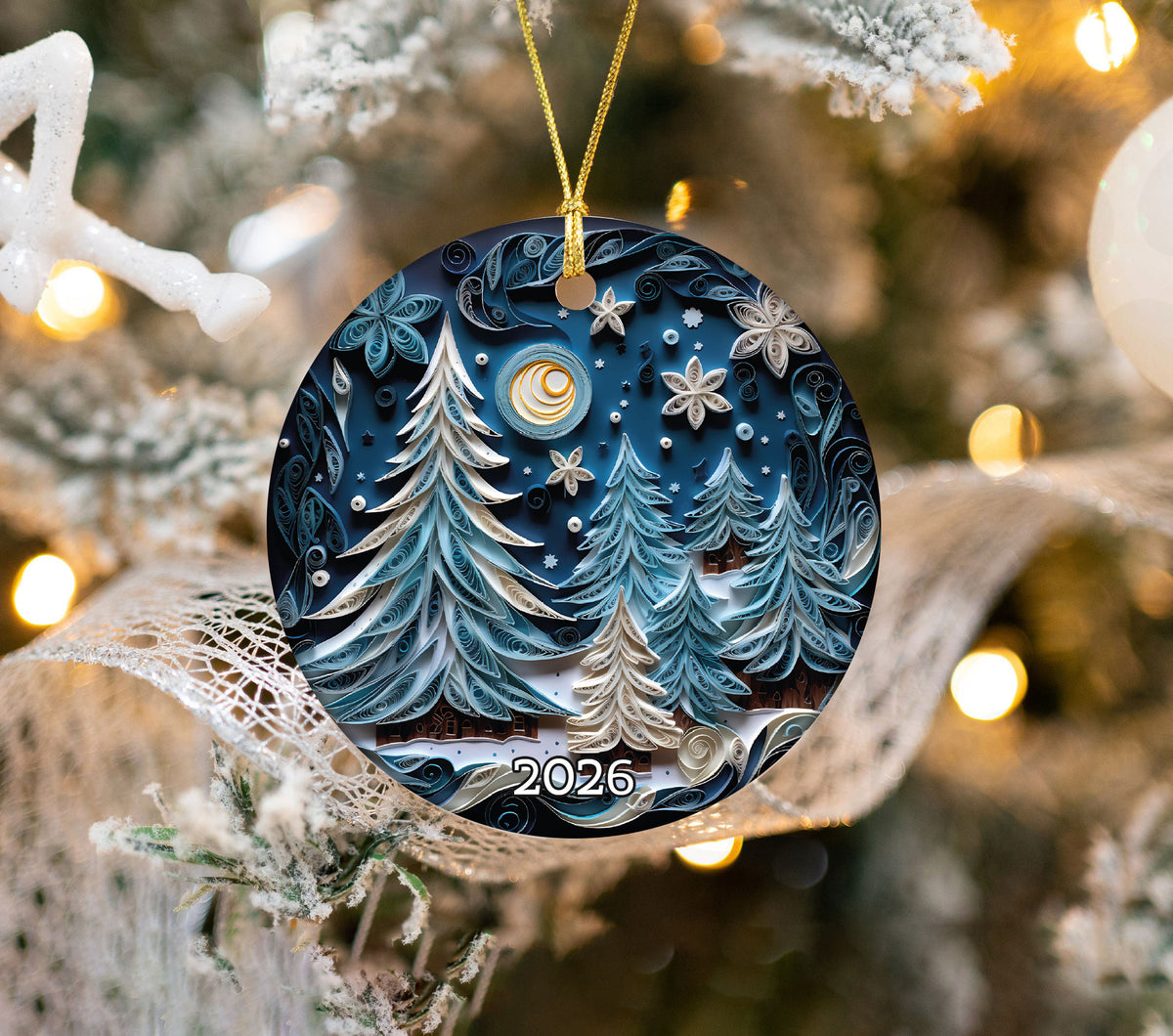 Luxury Christmas Tree Ornament 2026, Elegant Ceramic Christmas Ornament, Holiday Tree Decoration, Keepsake Christmas Gift