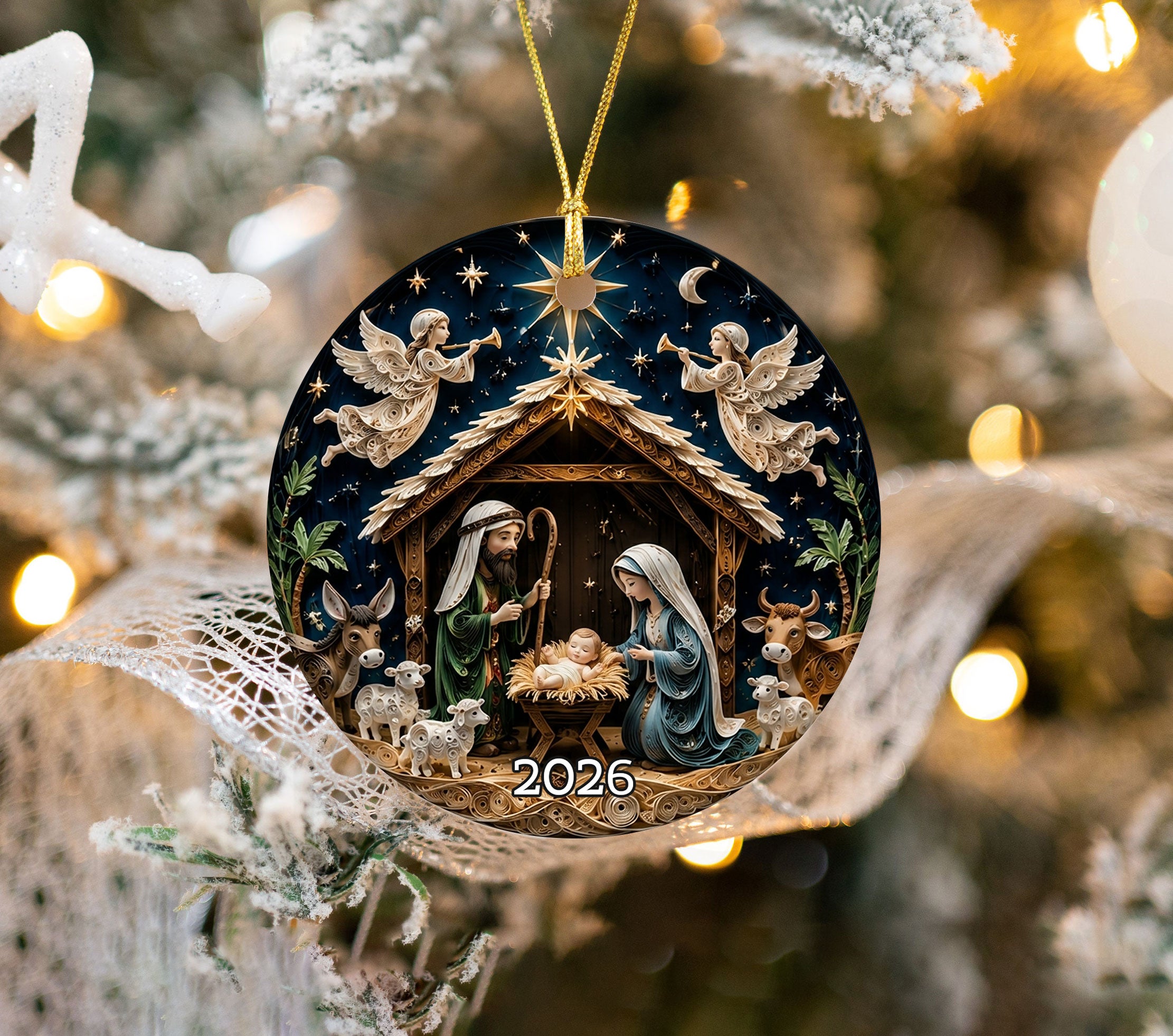 Holy Family Christmas Ornament 2026, Nativity Ornament, Christian Tree Decor, Religious Christmas Gift, Jesus Birth Keepsake Ornament