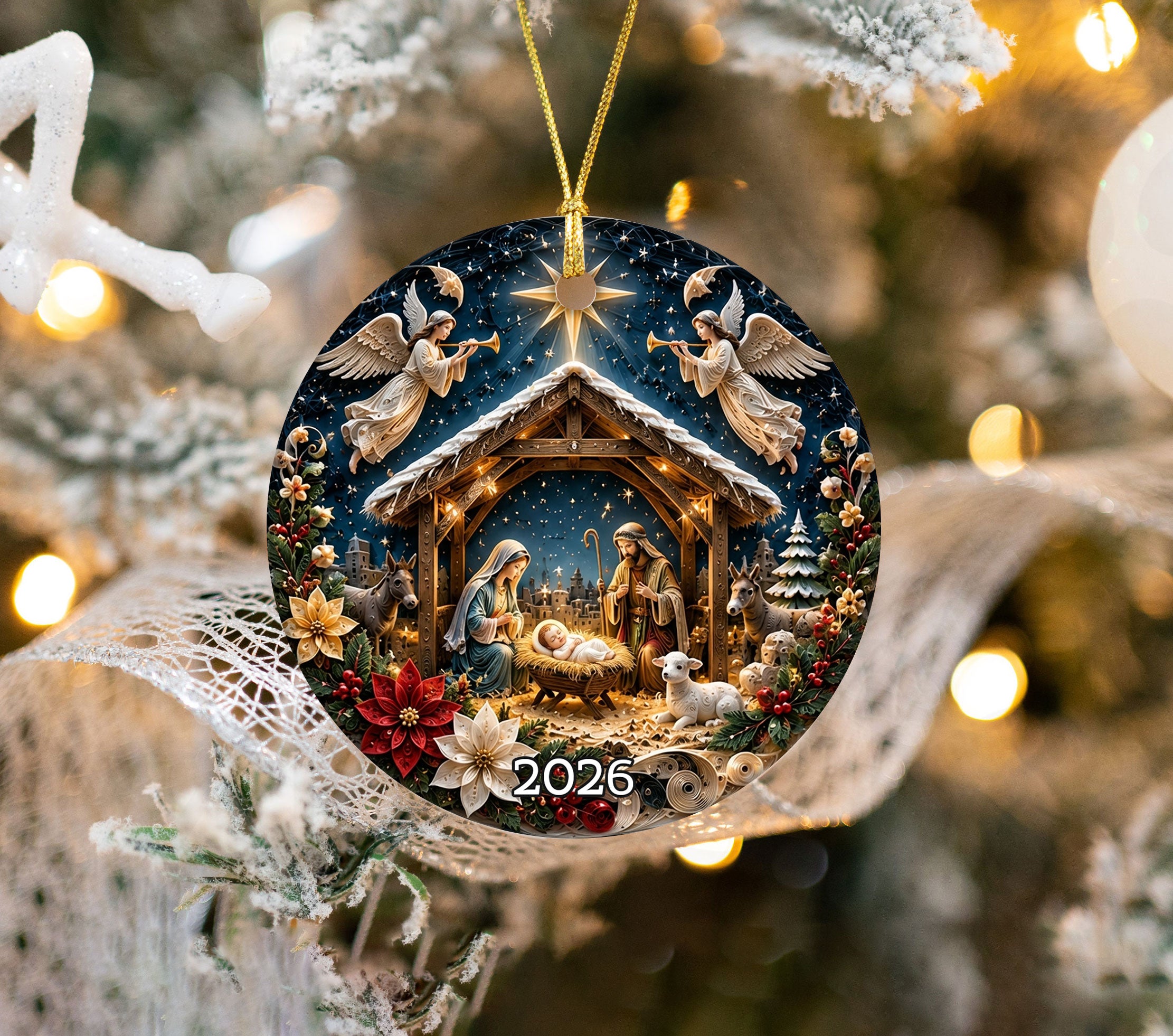 Religious Christmas Ornament 2026, Holy Family Nativity Ornament, Christian Tree Decoration, Christmas Faith Gift