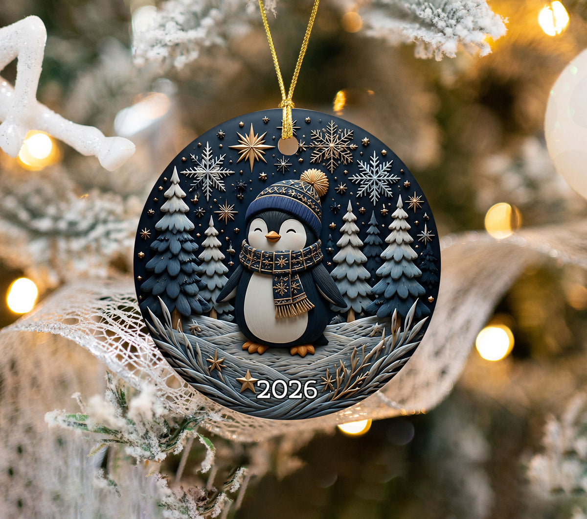 Cute Penguin Christmas Ornament 2026, Winter Penguin Holiday Tree Decoration, Cozy Snow Christmas Keepsake Gift