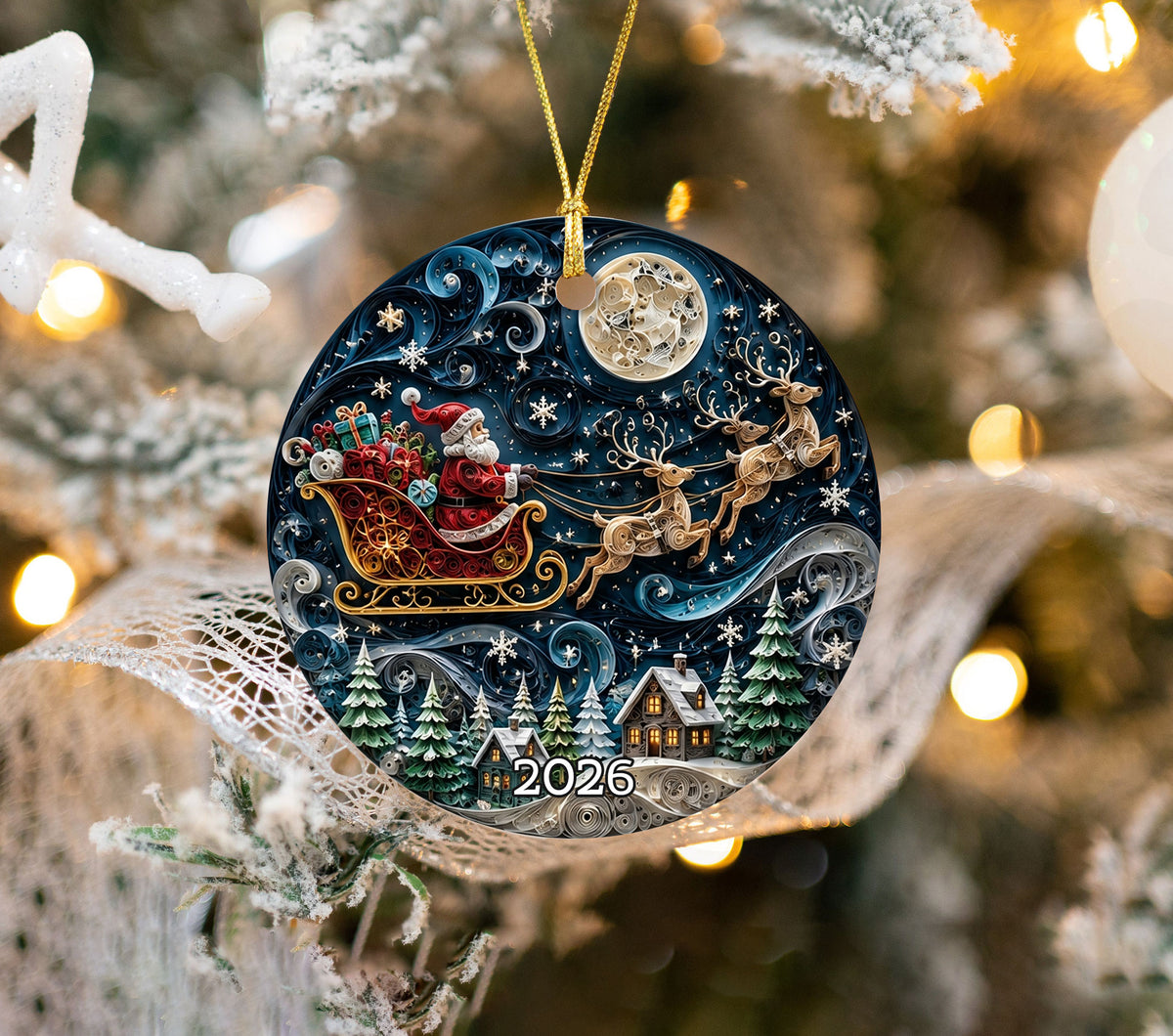 Santa Claus Christmas Ornament 2026, Vintage Santa Ceramic Ornament, Holiday Tree Decoration, Rustic Christmas Keepsake