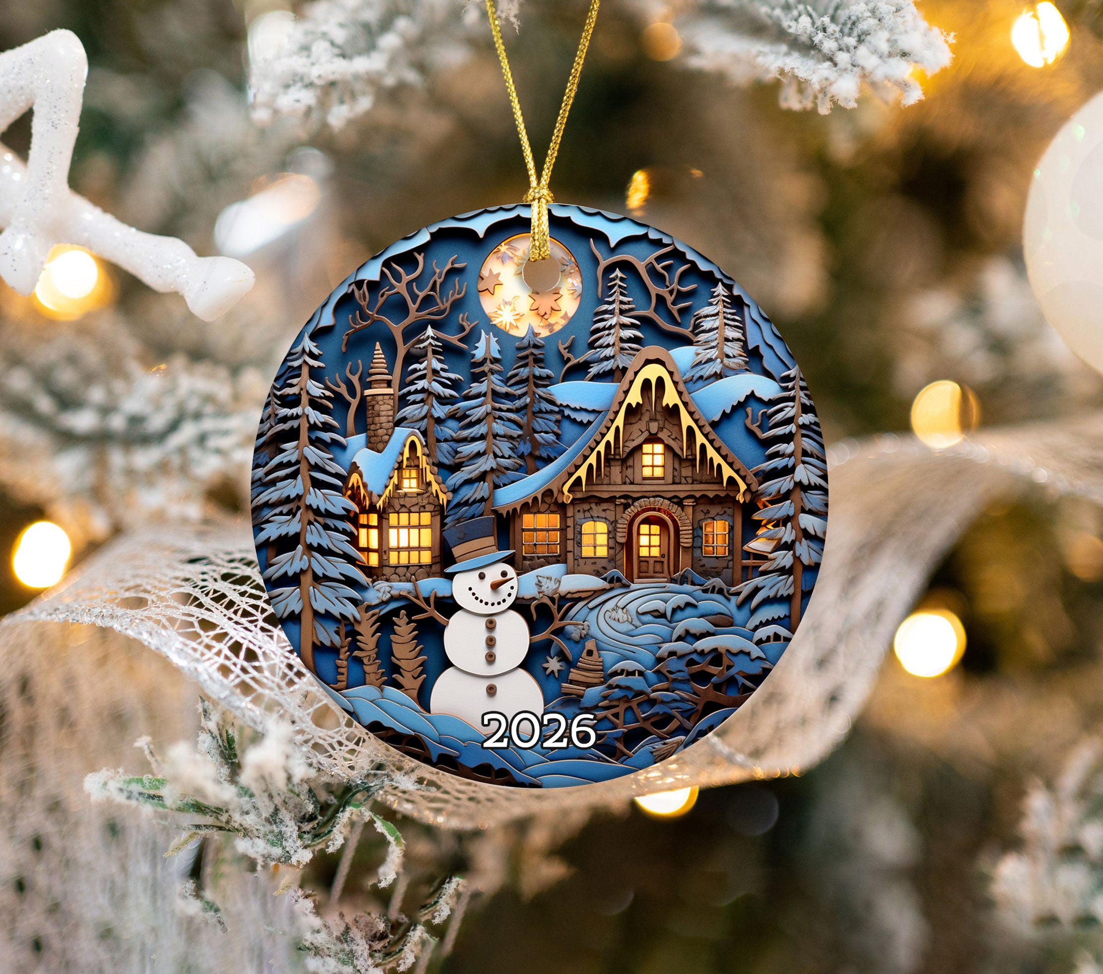 Rustic Snowman Ornament 2026, Christmas Ornament, Holiday Decoration, Christmas Tree Decor, Winter Decor, Christmas Keepsake Gift