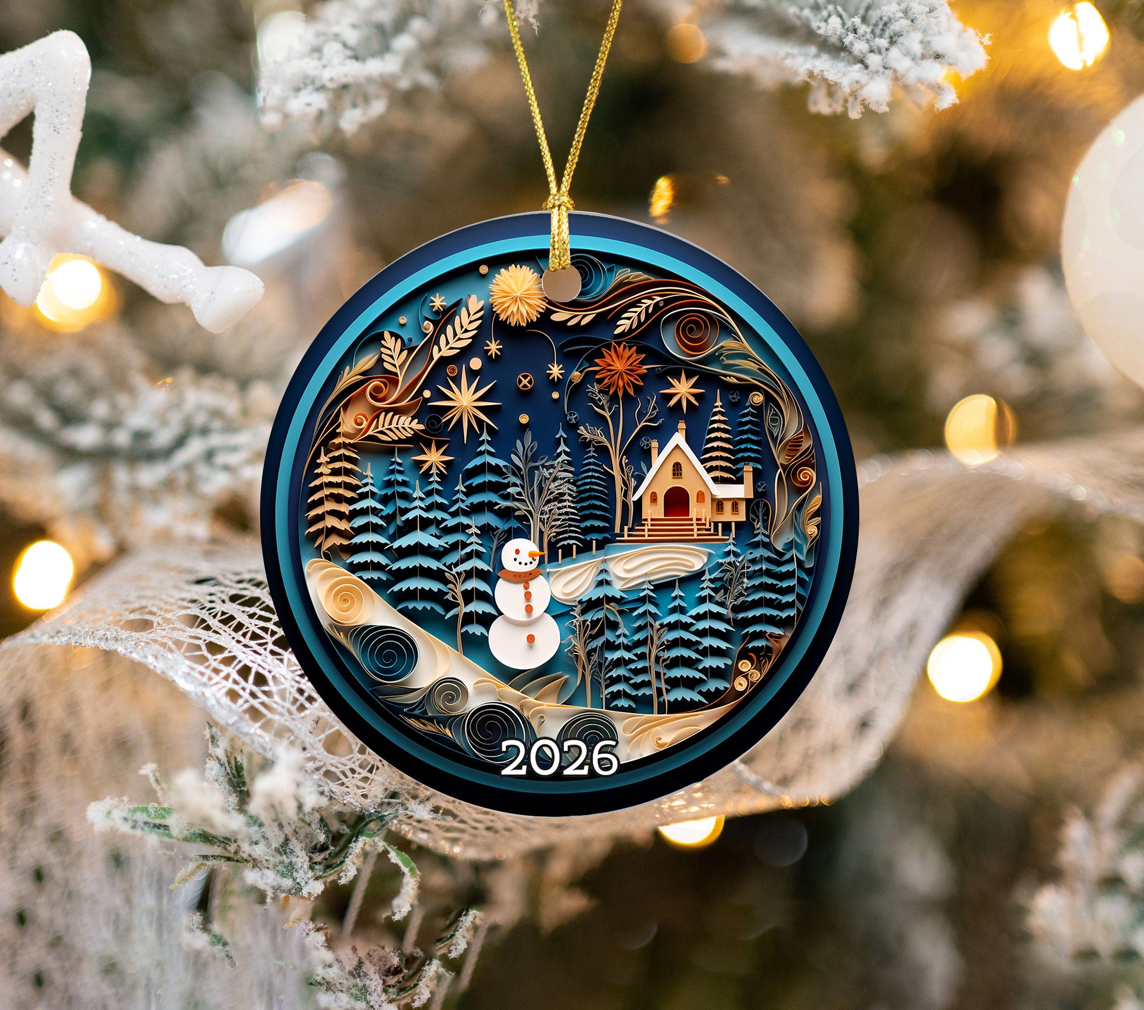 Winter Snowman Ornament 2026, Christmas Ornament, Holiday Decor, Christmas Tree Decoration, Seasonal Keepsake, Christmas Gift