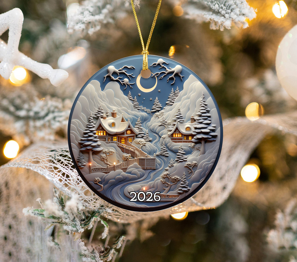 Peaceful Winter Landscape Ornament 2026, Christmas Tree Ornament, Holiday Decoration, Acrylic Keepsake, Xmas Gift, Christmas Decor