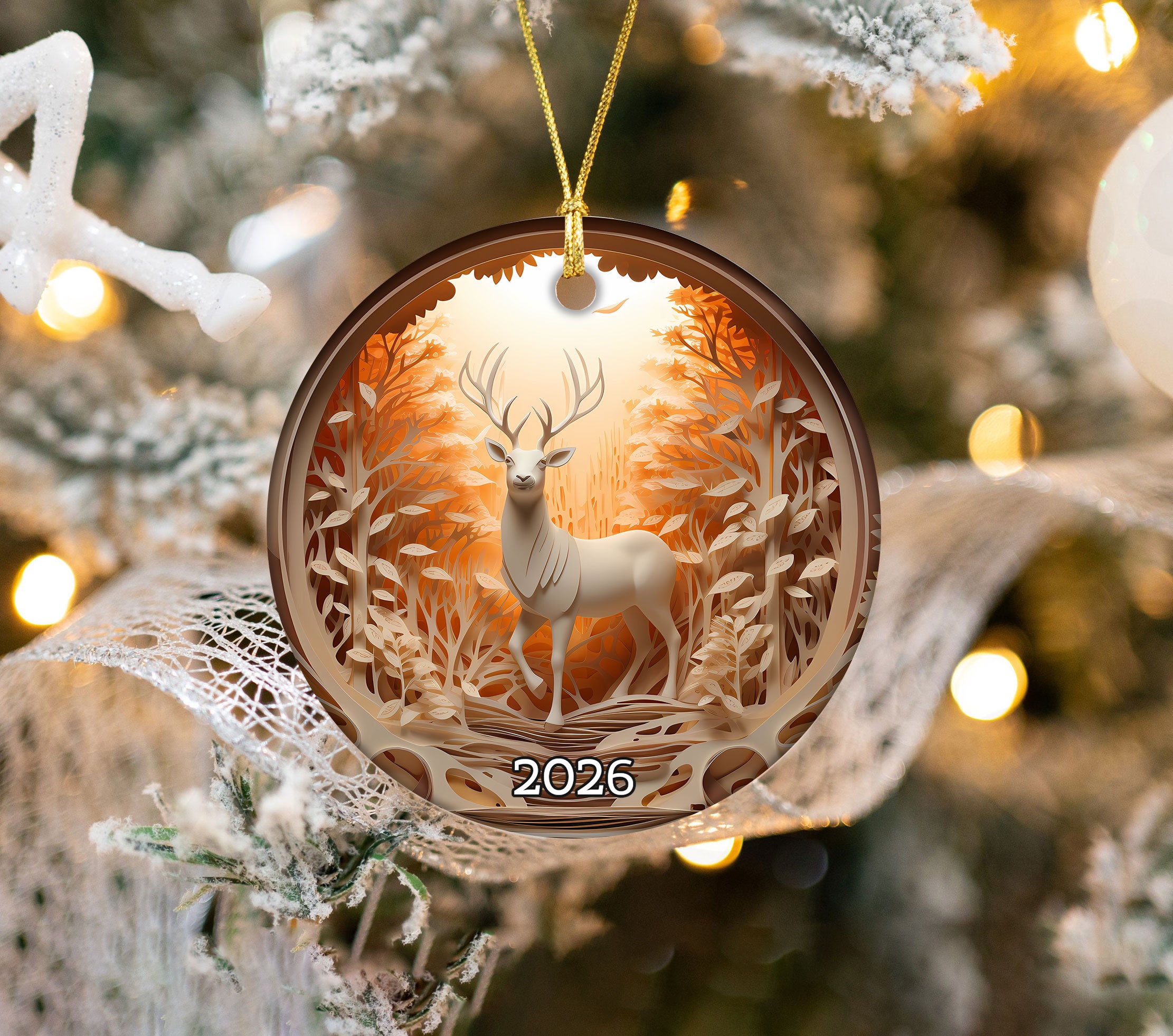 Majestic Forest Deer Ornament 2026, Christmas Tree Ornament, Holiday Keepsake Gift, Woodland Christmas Decor, Winter Gift Idea