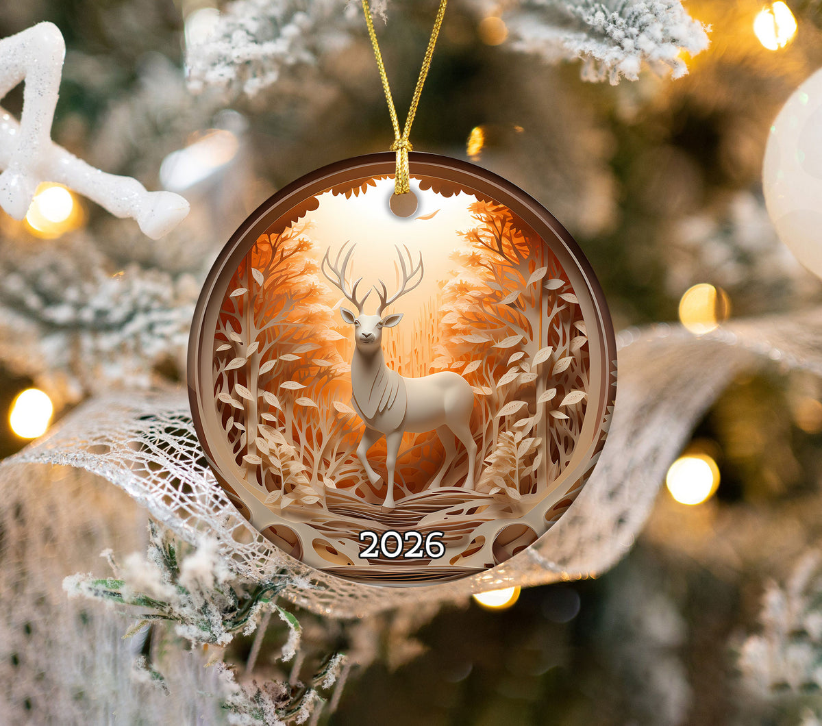 Majestic Forest Deer Ornament 2026, Christmas Tree Ornament, Holiday Keepsake Gift, Woodland Christmas Decor, Winter Gift Idea