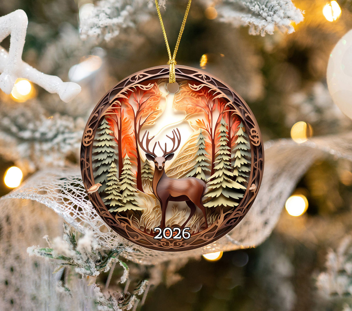 Deer Rustic Ornament 2026, Christmas Ornament, Holiday Decoration, Christmas Tree Decor, Winter Decor, Christmas Keepsake Gift
