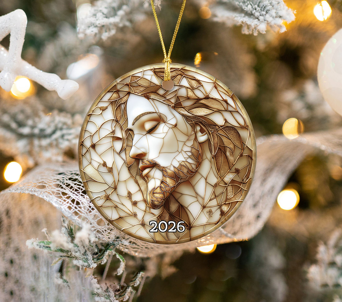 Jesus Christ Portrait Ornament 2026, Christian Christmas Ornament, Faith Keepsake Gift, Religious Tree Decor, Christmas Gift Idea, Faith Home Decor, Faith Home Decor