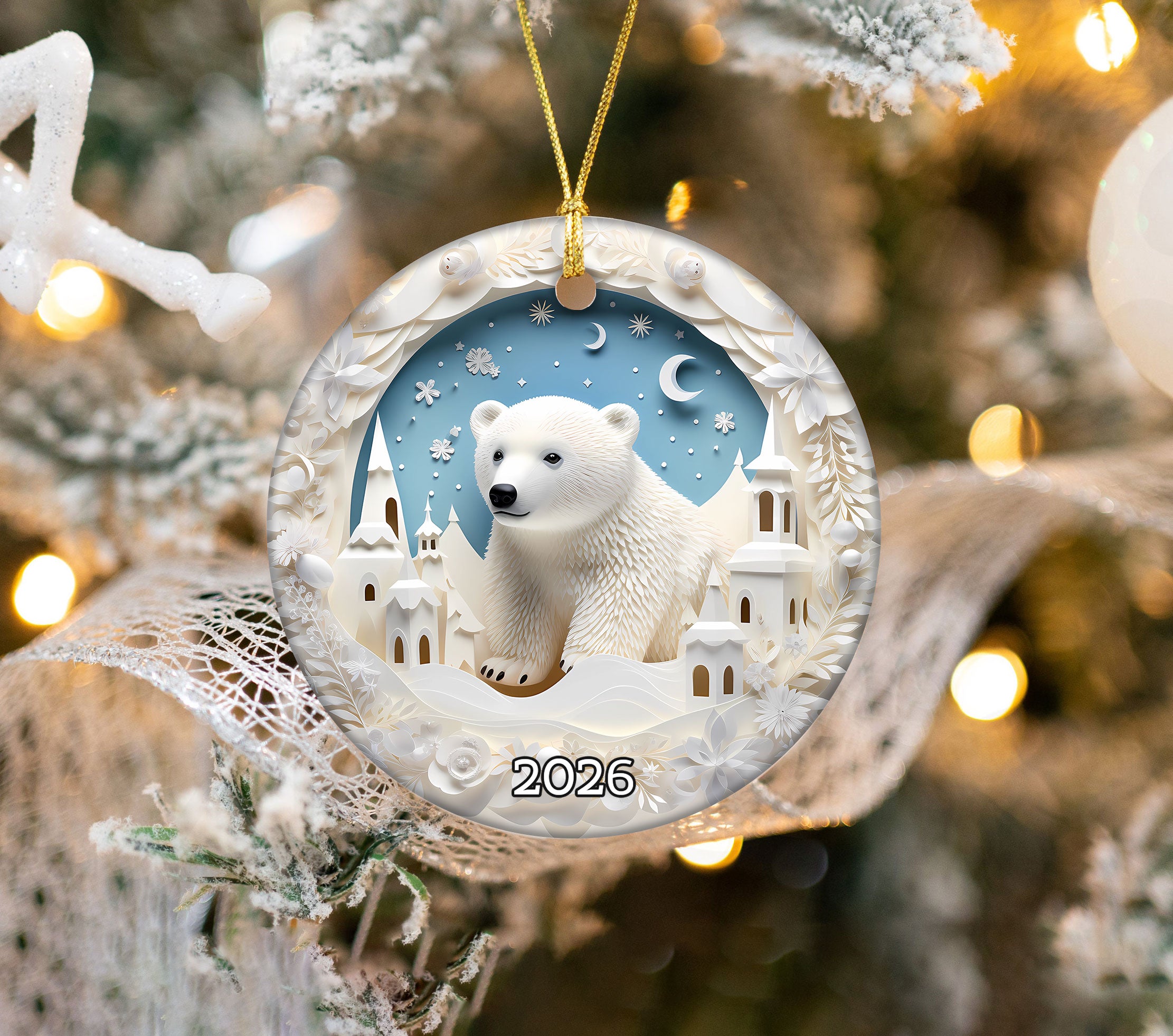 Cute Polar Bear Christmas Ornament, Arctic Winter Animal Decor, Christmas Tree Keepsake, Holiday Gift 2026, Seasonal Keepsake, Christmas Gift Idea