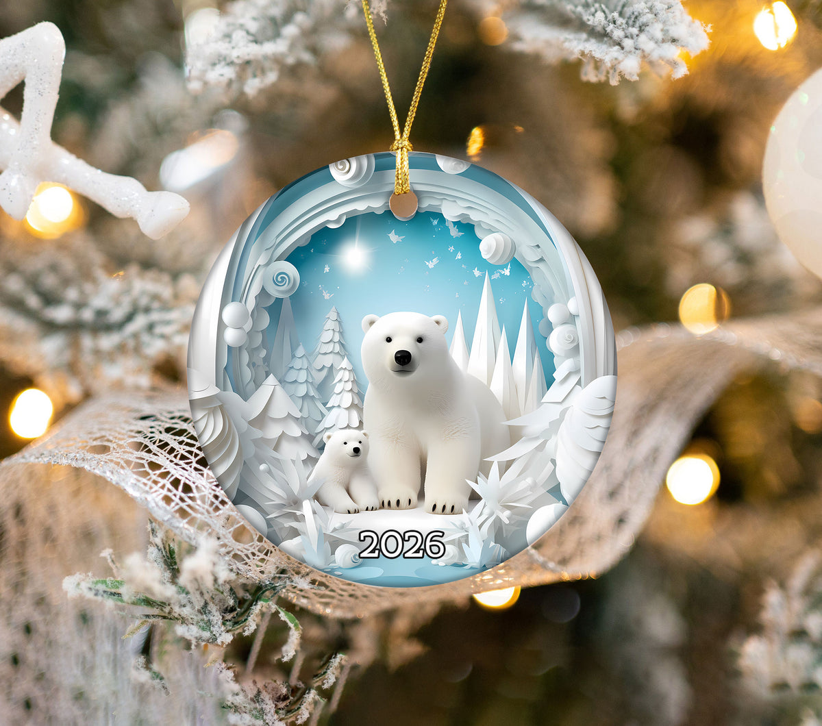 Baby Polar Bear Ornament 2026, Winter Animal Christmas Ornament, Arctic Holiday Decor, Christmas Keepsake