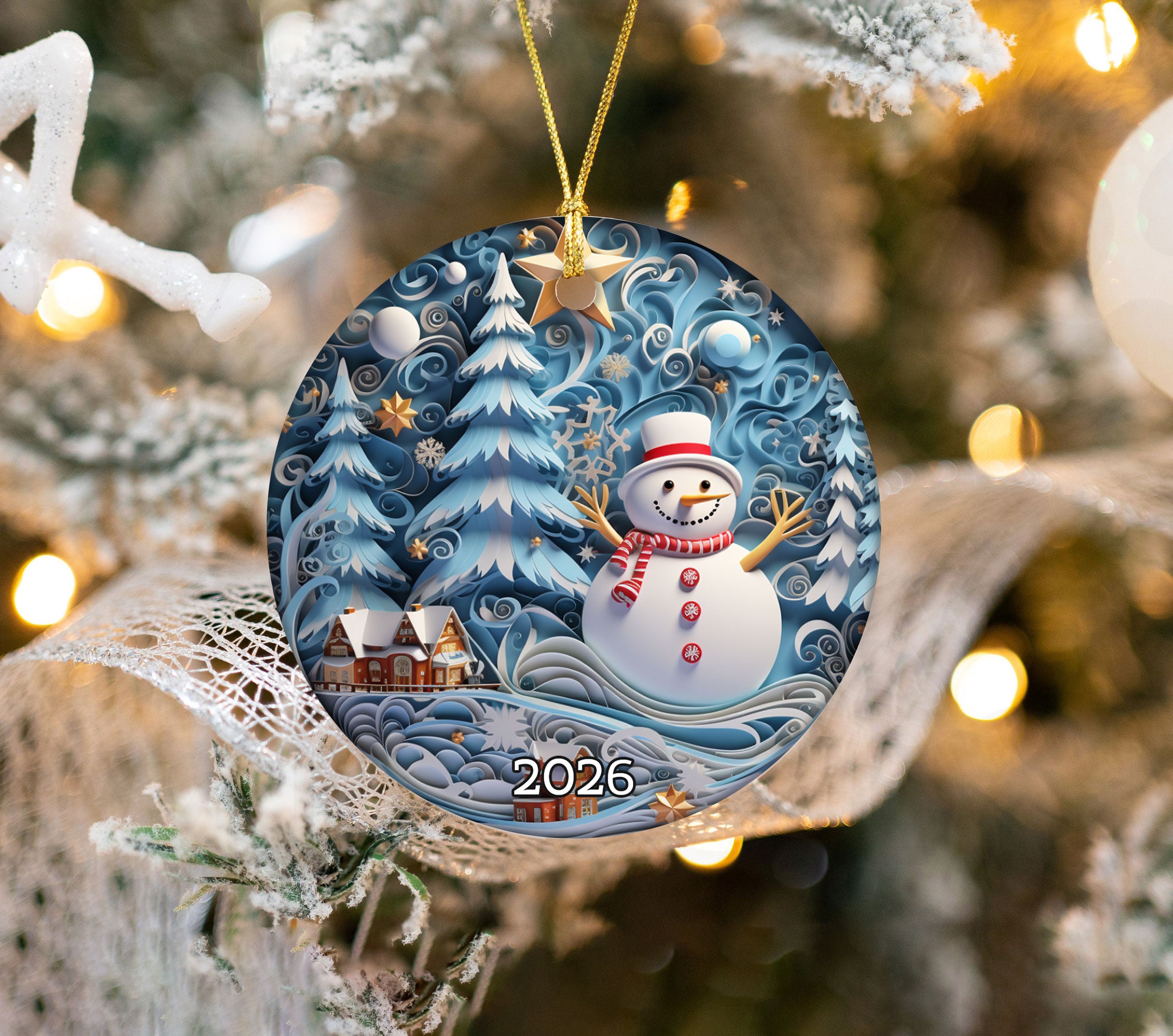 Snowman Christmas Ornament 2026, Winter Tree Decoration, Holiday Keepsake Gift, Christmas Decor