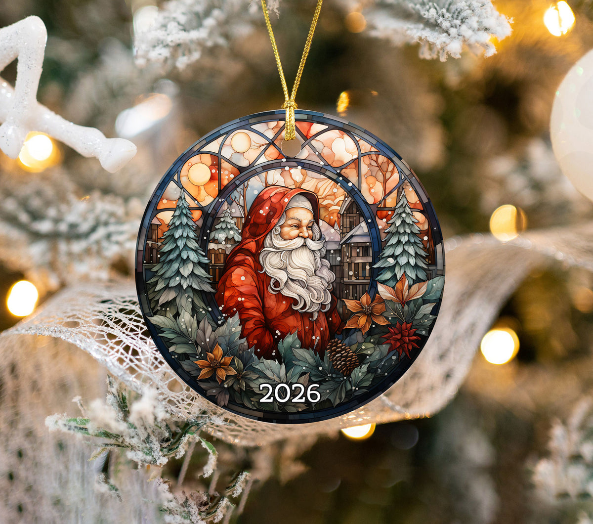Vintage Santa Christmas Ornament, Santa Claus Holiday Decoration, Tree Hanging Ornament, Christmas Gift, 2026 Keepsake