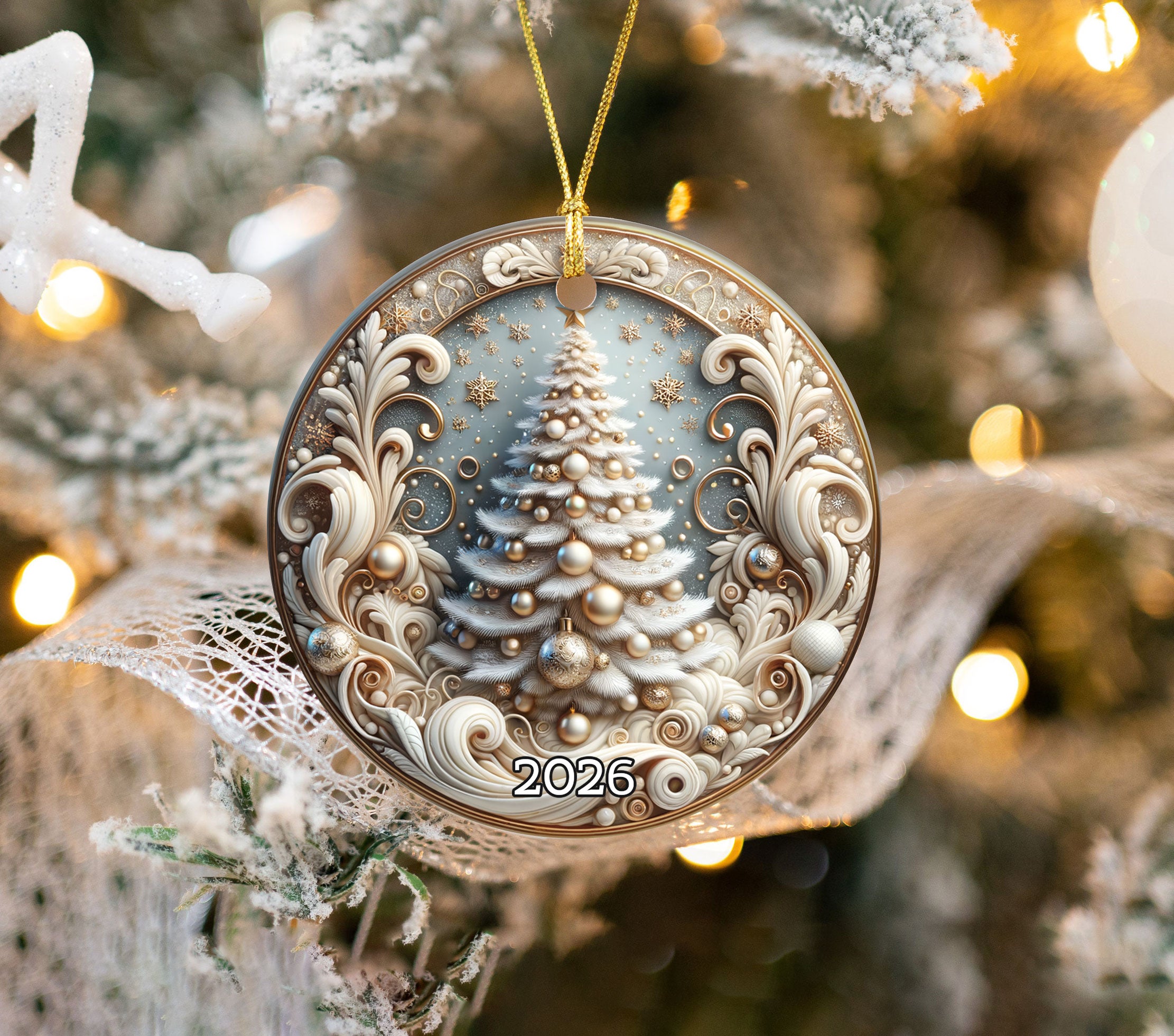 Snowy Christmas Tree Ornament 2026, Winter Christmas Ornament, Pine Tree Holiday Decor, Nature Christmas Gift